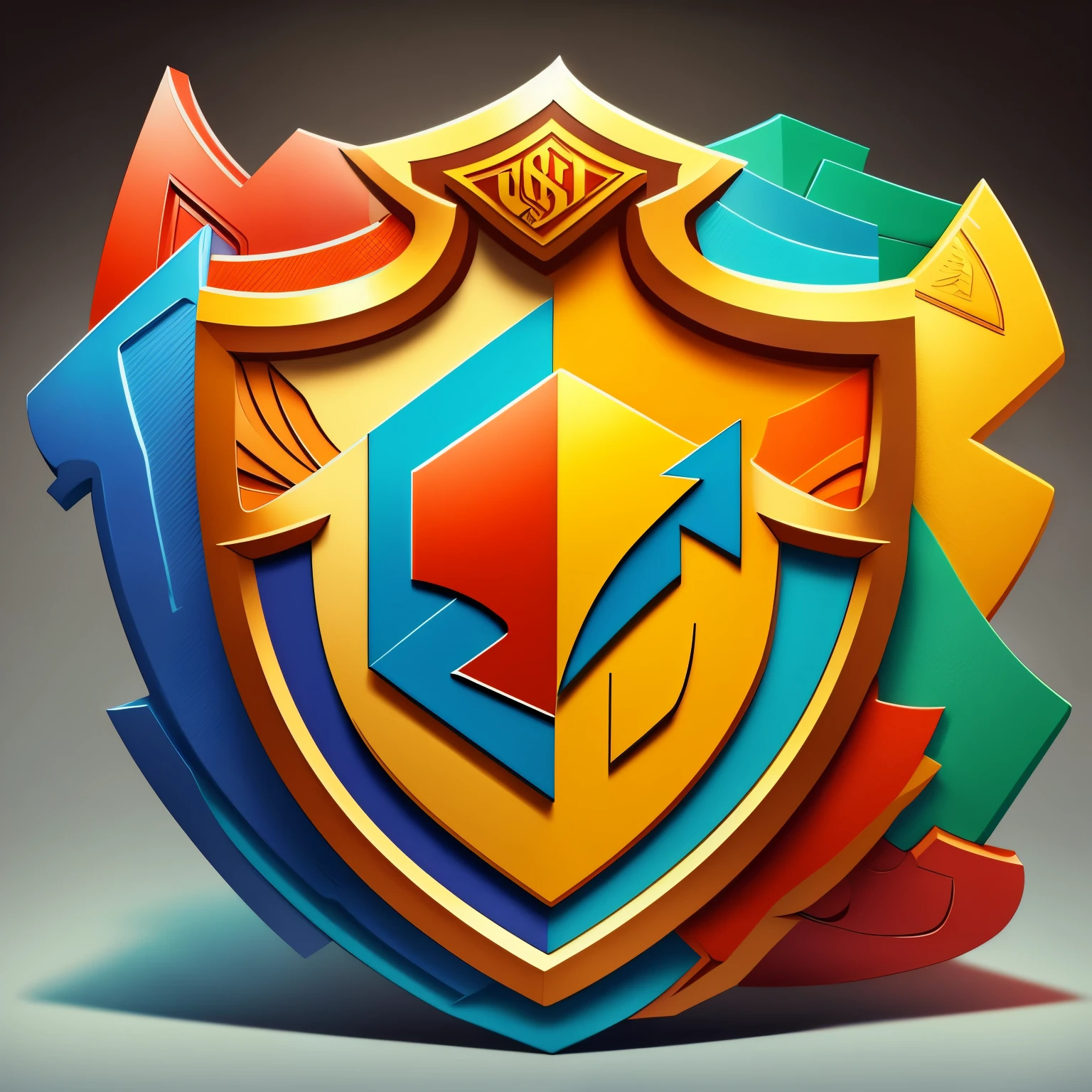 A cartoon style shield logo with vibrant colors. It features a well-planned design, with sophisticated features and defined contours. Strong texture and frontal perspective character for a company that sells plastic lockers, with the name Eco-Form