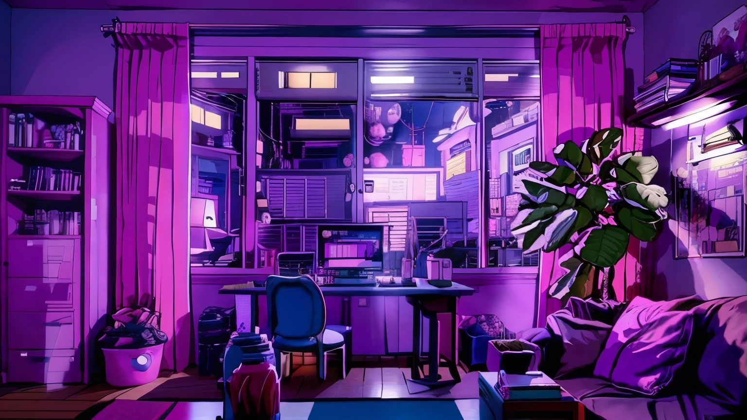 Girls are traders, pink theme, style anime, Computer, living room, in the Computer screen is chart stock night light , (very detailed:1.2), (warm light:1.2), table top, surreal,32K, very detailed CG Unity 8K 壁紙, highest quality  (table top,highest quality:1.5)