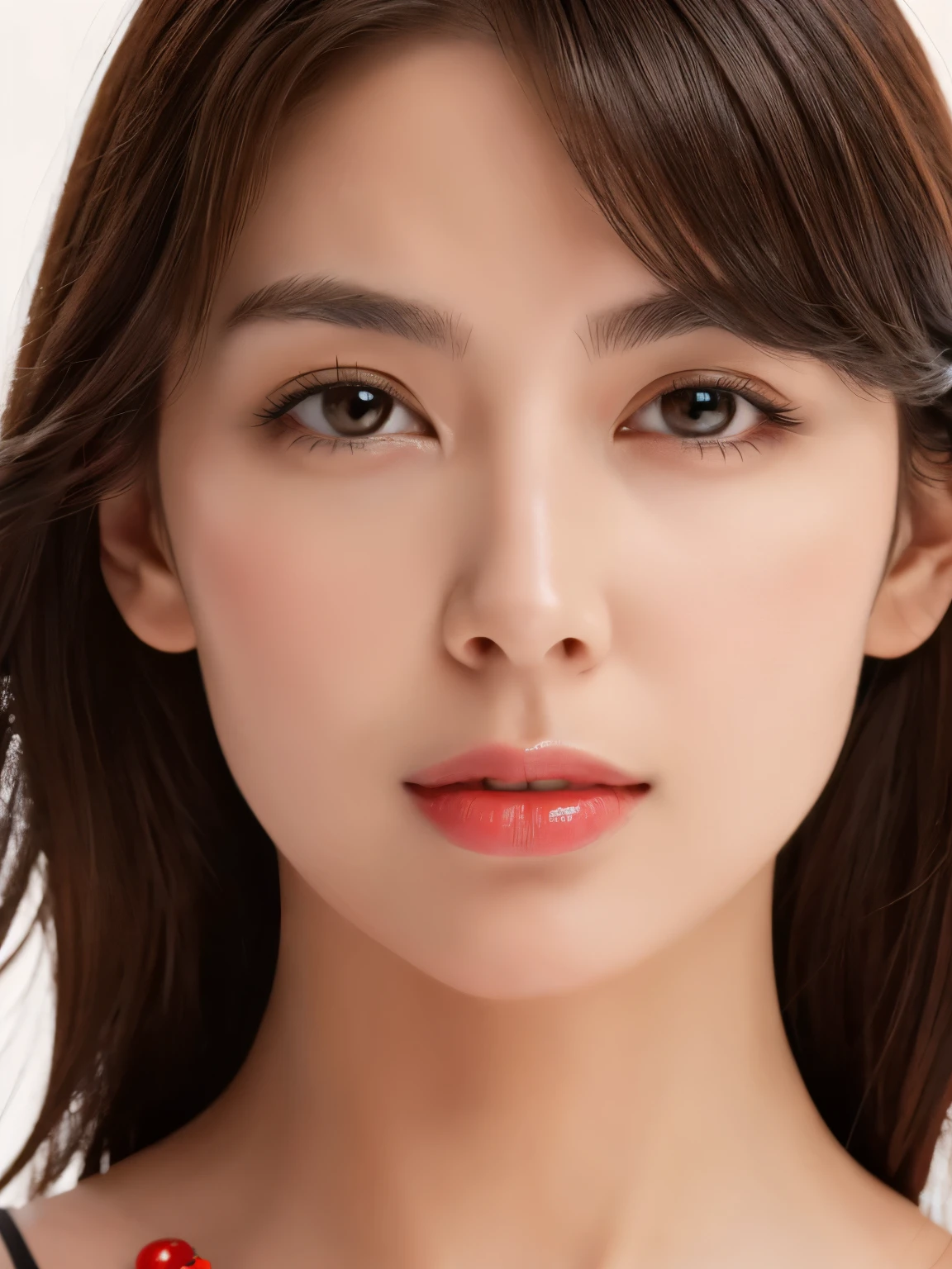 masterpiece, highest quality, Photoreal, super detailed, finely, High resolution, 8k wallpaper, Professional, High level details, 1 girl, ((facing the front)), ((vermilion lips)), detailed clavicle, perfect face, straight hair