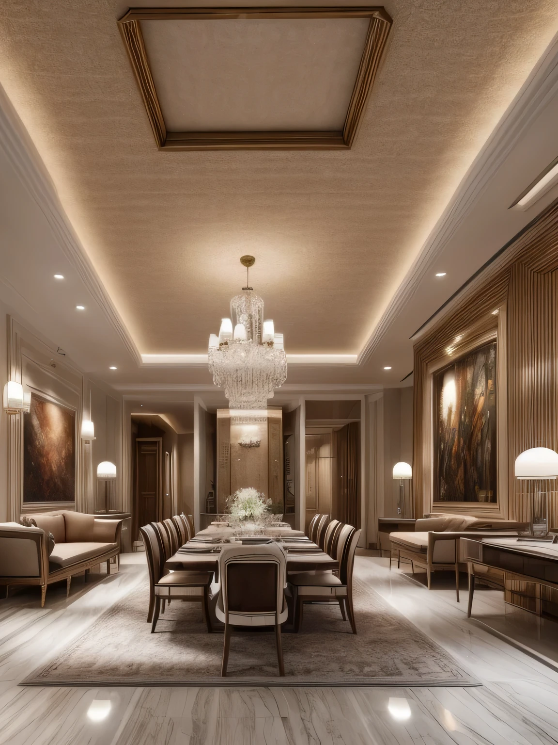(best quality,highres,ultra-detailed,realistic:1.37),pizza restaurant,soft and elegant architecture,whole space,leather chairs,impressive paintings,impressive floor,impressive ceiling,artistic lighting,comfortable atmosphere,modern design,neutral color palette,subtle textures,lively and inviting ambiance,blending of contemporary and traditional elements,unique architectural curves,dim lighting,romantic setting,exquisite details,delicate patterns,cozy seating arrangements,vibrant artwork,smooth and polished surfaces,sophisticated charm,perfect balance of simplicity and elegance.