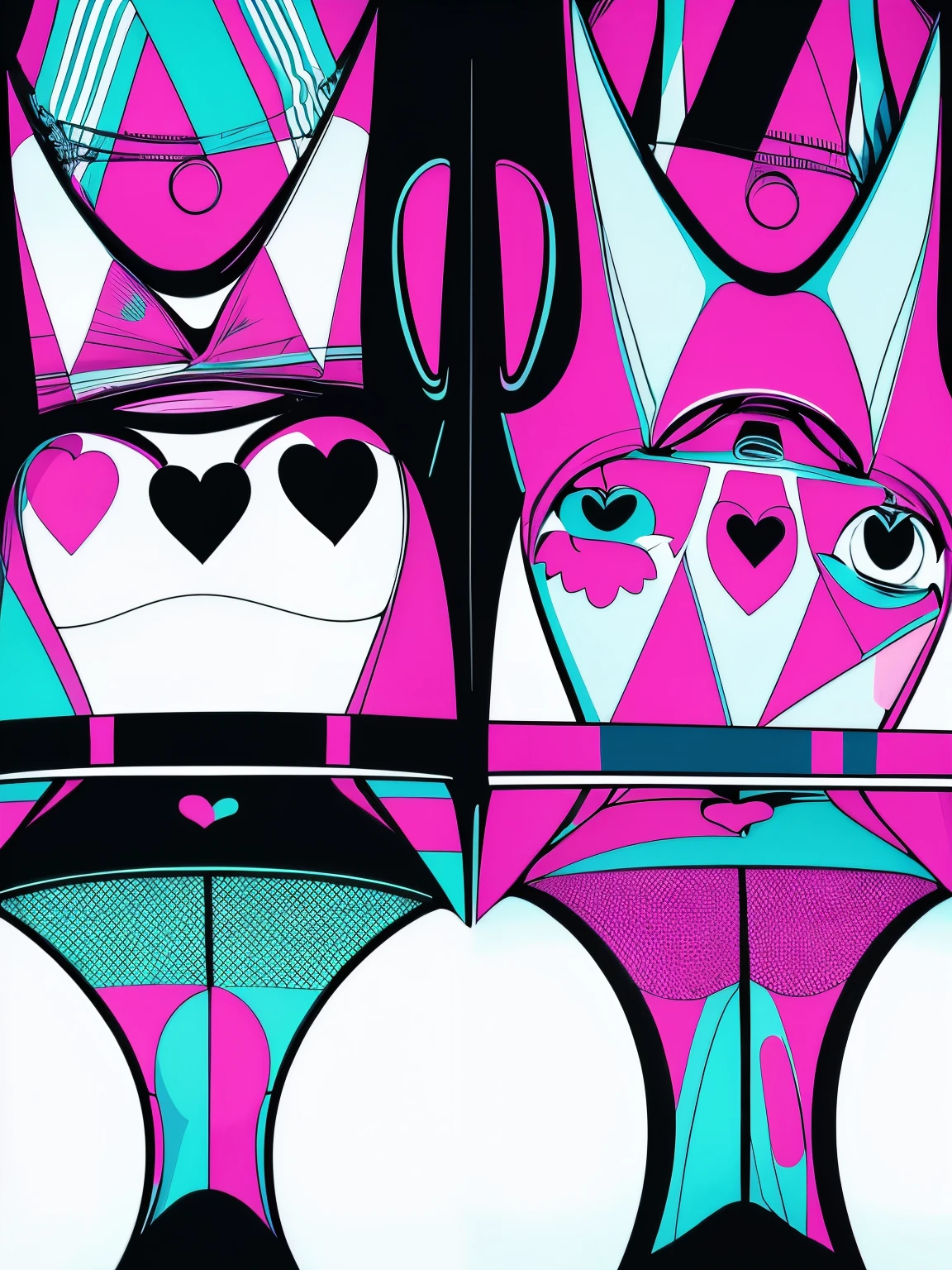 Transform Vagina Woman with enormous tits into a pop art icon, with bold, vibrant colors and dynamic shapes, creating a visually striking and energetic composition. (full body:1.5)