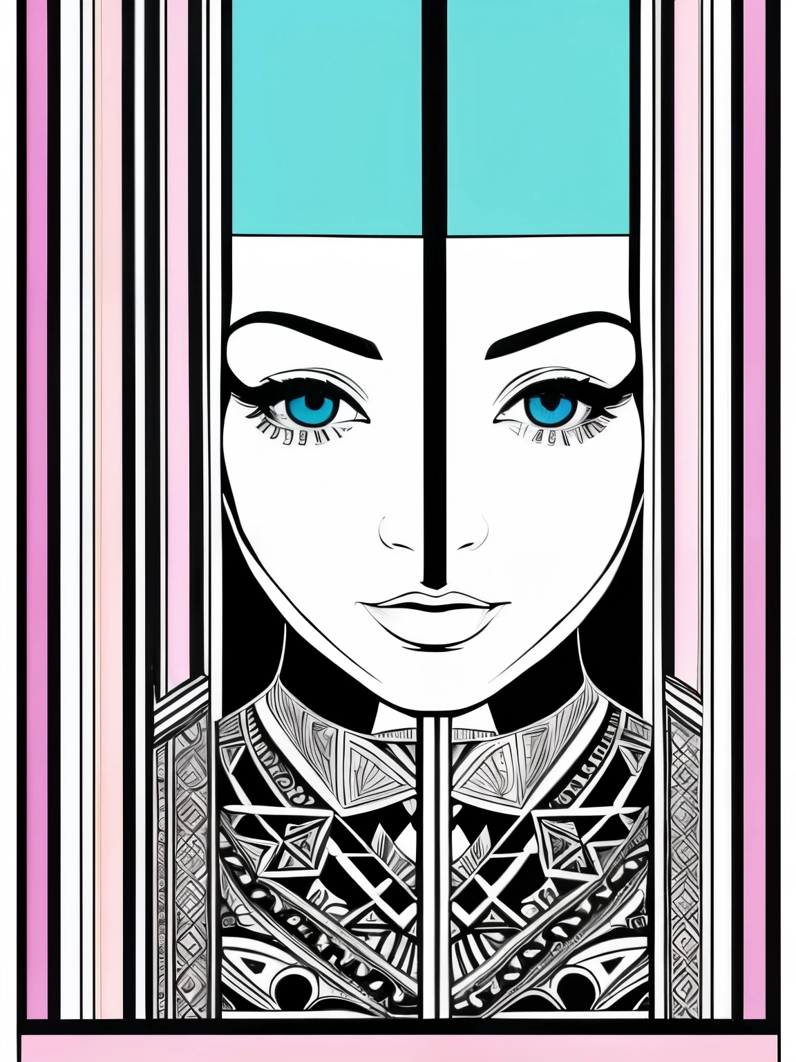 symmetrical best quality, Pop art, (left  half of the image vivid and pastel colors, right half of the image monochrome no color), symmetrical