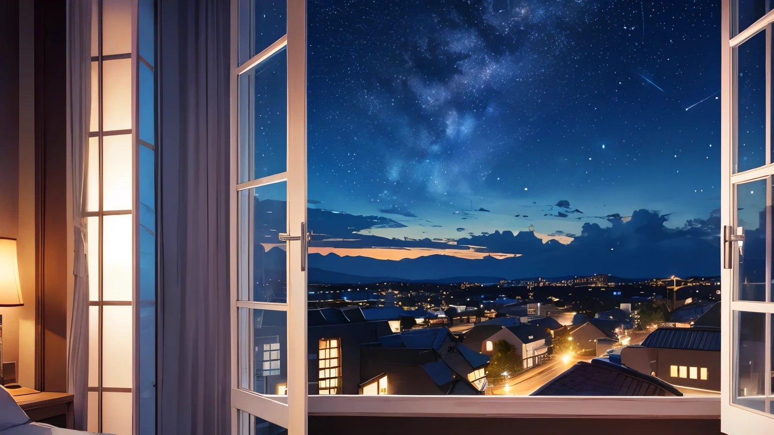 Starry sky view from the room window