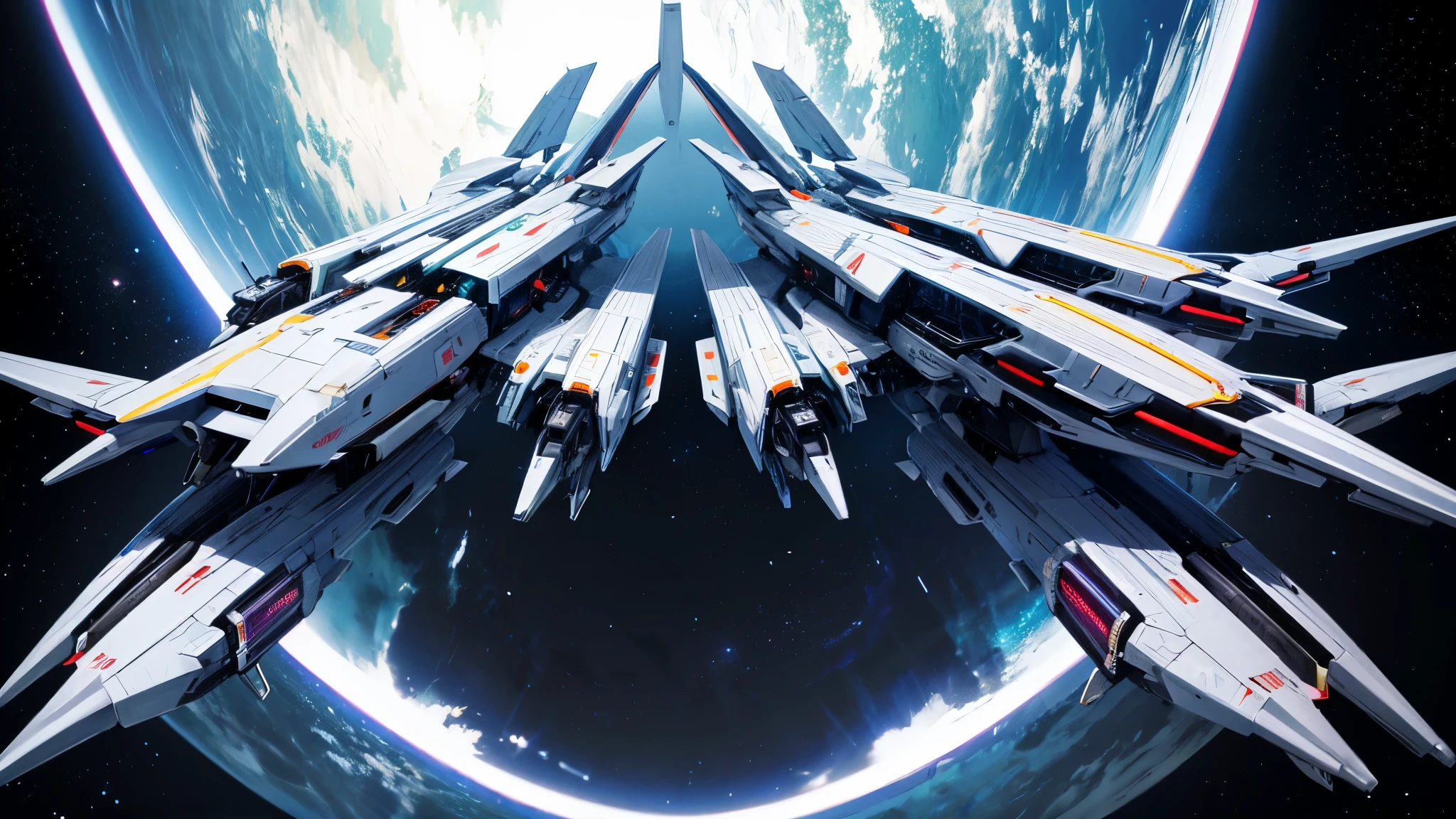Design symmetrical spaceships and futuristic technology。