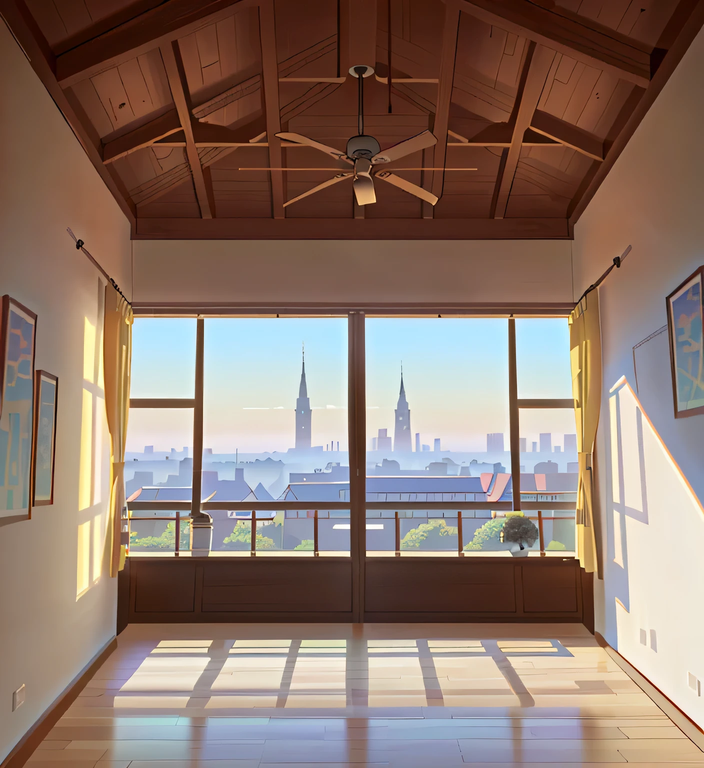 Floor-to-ceiling windows，windowsill，western-styled building，balcony，Sunlight，curtain