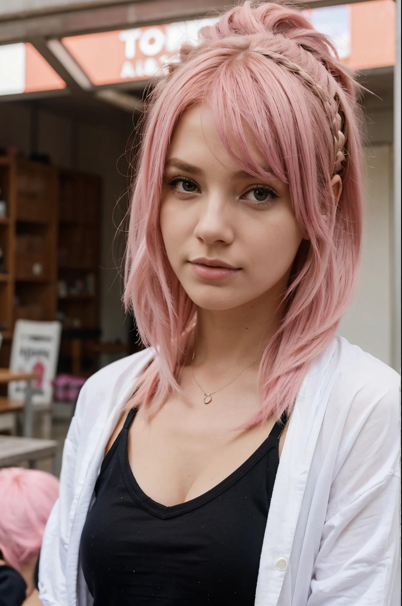 Girl White Skin Pink Hair