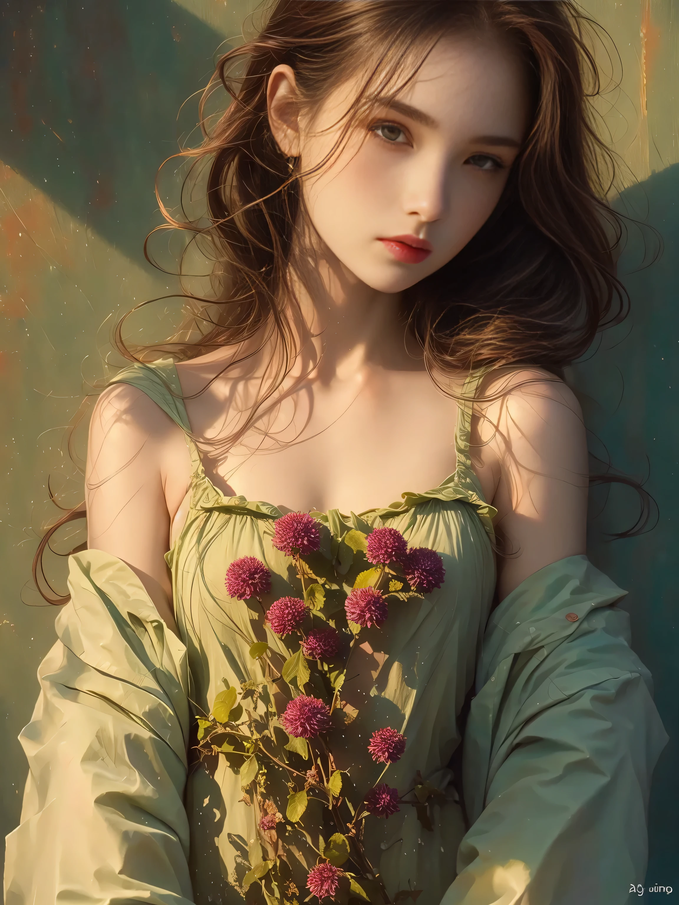 illustration style,1 girl,(masterpiece, top quality, best quality, official art, Beautiful and beautiful:1.2),(1 girl),Extremely detailed,flowers,(Fractal art:1.3),rich and colorful,most detailed,thistles and thorns