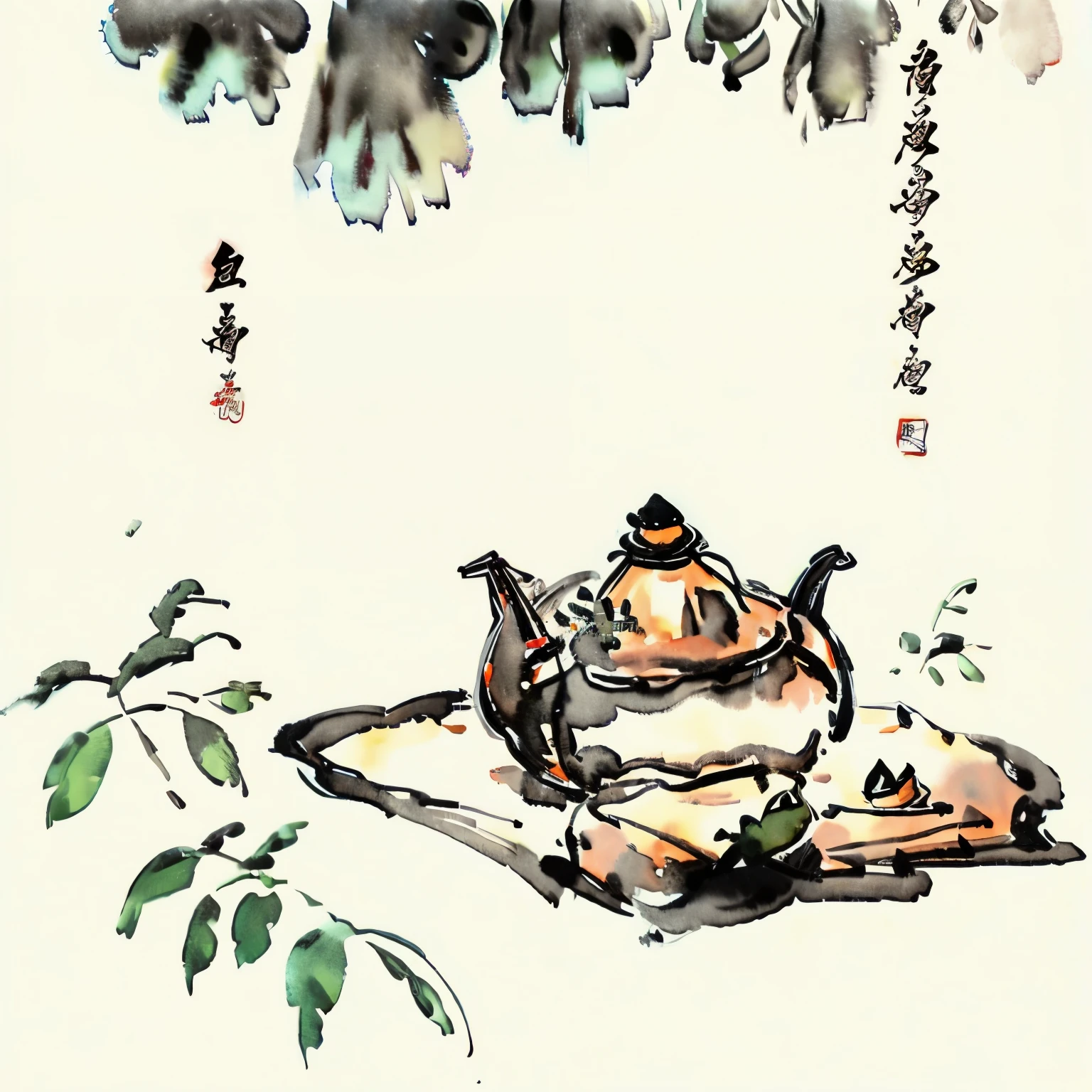 tea ceremony scene,Make tea,tea set,clear,在桌子上的tea set,pour tea