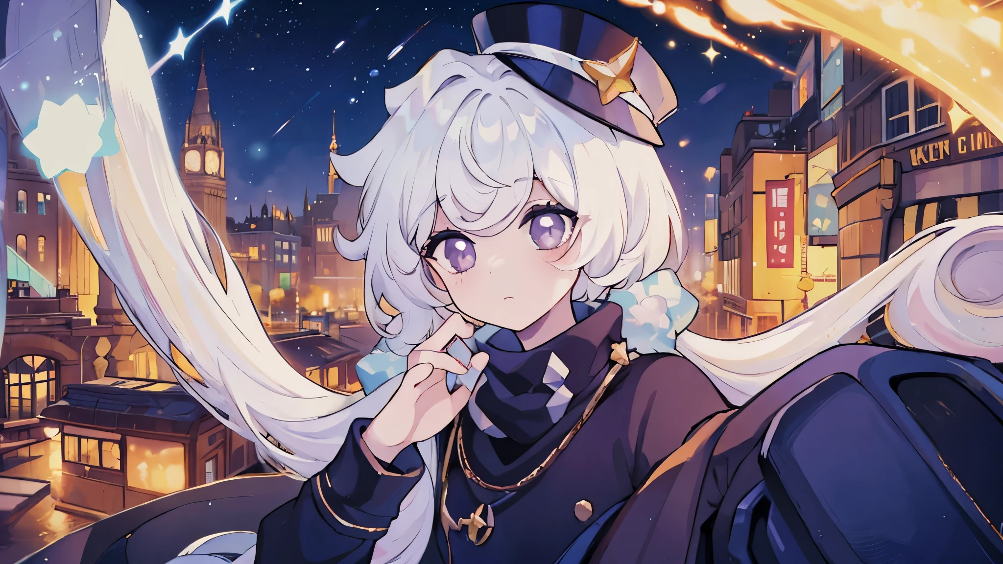 ((best quality)), ((masterpiece)), (detailed), perfect face, perfect finger, dream night city background, full body