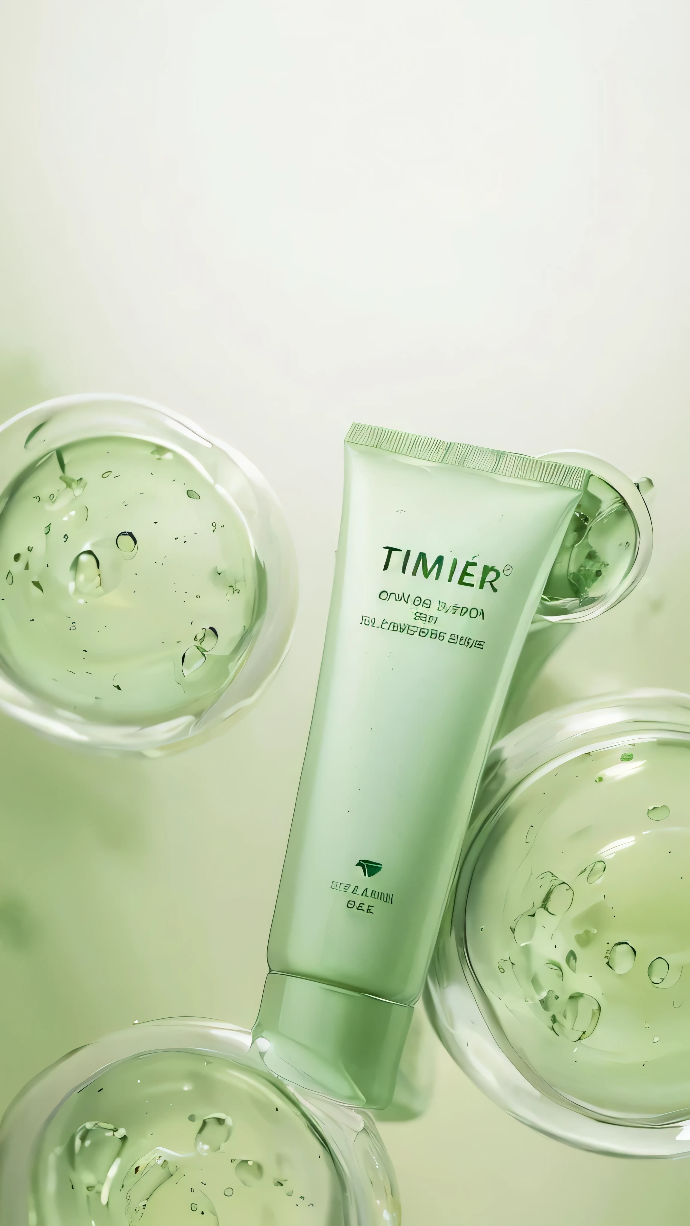 there is a tube of green liquid next to a bowl of green liquid, timeless, photoshoot for skincare brand, smooth clean texture, dramatic product shot, skincare, high quality topical render, skin care, smooth textured skin, professional product shot, beginner, textured base ; product photos, crisp smooth clean lines, product introduction photo, product photo, official product image, facial