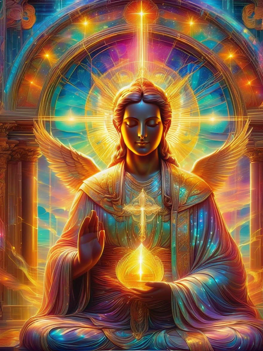 ((Symmetrical:1.5))，((Phoenix in a beautiful church，Perfectly symmetrical stained glass window)), (Centered symmetrical composition)，Religious atmosphere，sacred tranquility，intricate details，peaceful atmosphere，calm expression，graceful posture，sacred silence，bright colors，Calm gaze，gentle brushstrokes，ethereal light，eternal beauty，quiet spirituality，Divine inspiration，Divine piety，thin coat of paint，delicate brushstrokes，subtle shades，Charming atmosphere，divine light，religious icons，Peaceful solitude，Enlightenment，devotional experience，meditative tranquility，deep tranquility，Realistic，Neon lights，(Liquid light background)，(UHD, masterpiece, ccurate, anatomically correct, textured skin, super detail, high details, award winning, best quality, 8k)