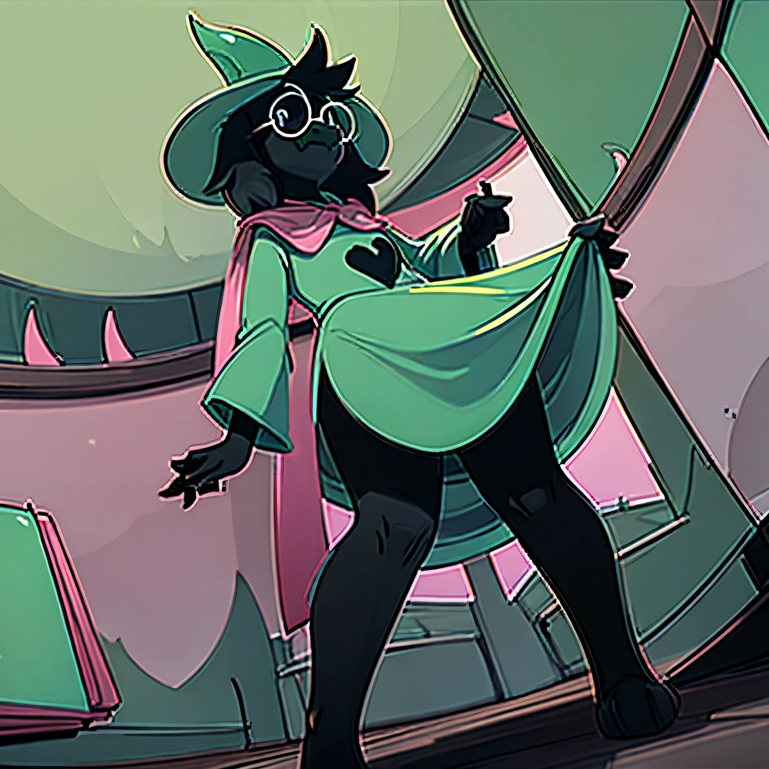 solo, (ralsei, goat, black fur, pink horn), male, ddler, (big sheath), (hyper balls), equine penis, looking down, pov, low-angle view, smug, hand on hip, bedroom, (symmetrical), masterpiece, best quality, photorealistic, hyperrealistic, ultradetailed, detailed background, photo background, digital drawing (artwork)