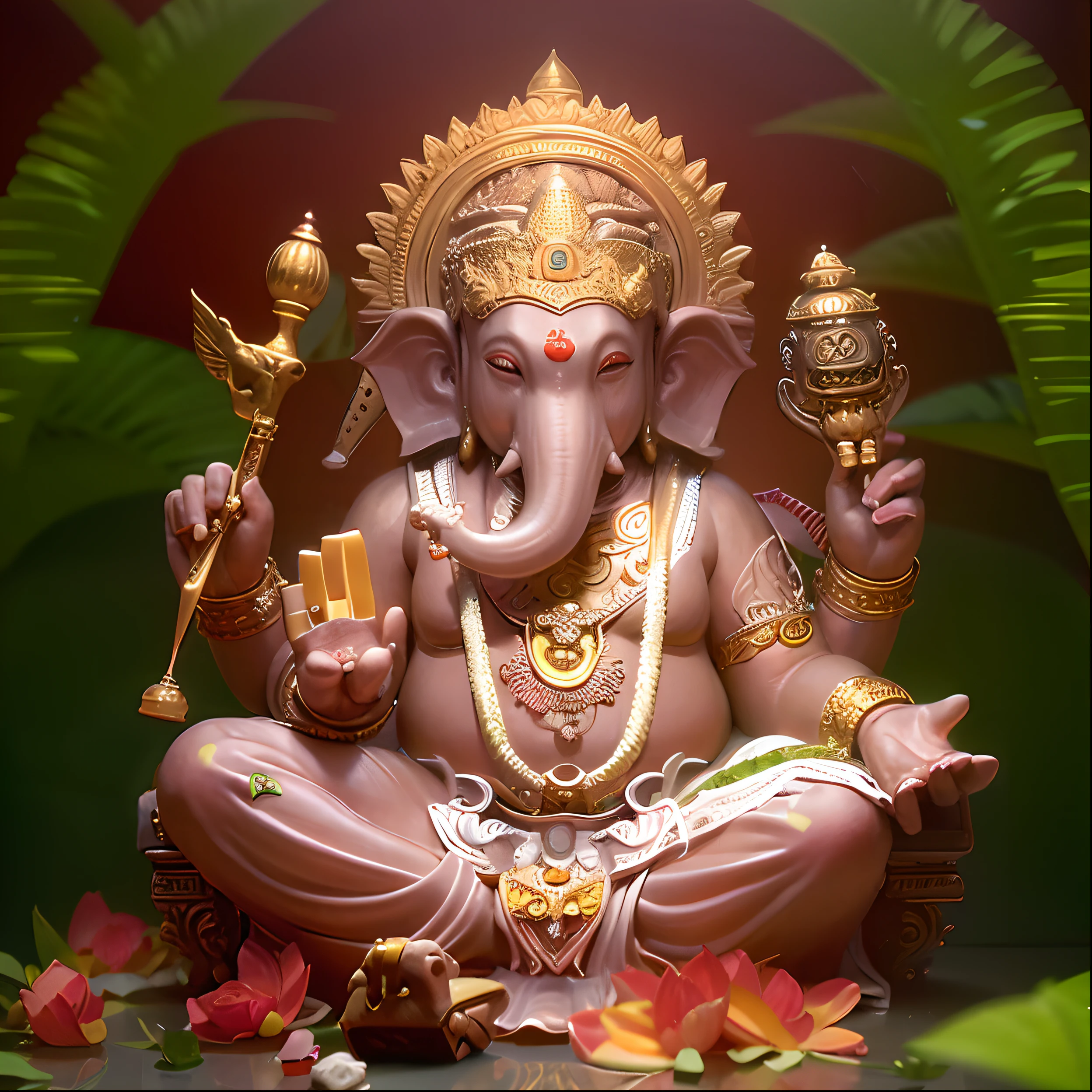 There is a statue of an elephant sitting on a table, Ganapati, ganesha, hinduism god, ganesh, indian god, Vinayak, シャッターstock, hinduism gods, Written by Arthur Pan, cg artist, Complex and highly detailed 8K, stock, Written by Wayne England, hd wallpaper, hinduism art, hinduismism, Written by John La Gatta, hinduism aesthetic, hinduism