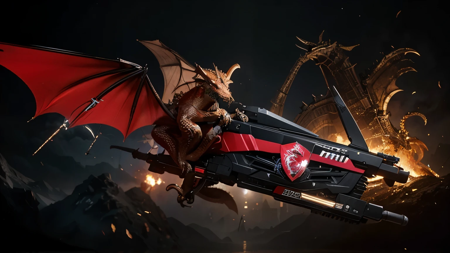 An Msi graphic cards with a dragon flying on top of it