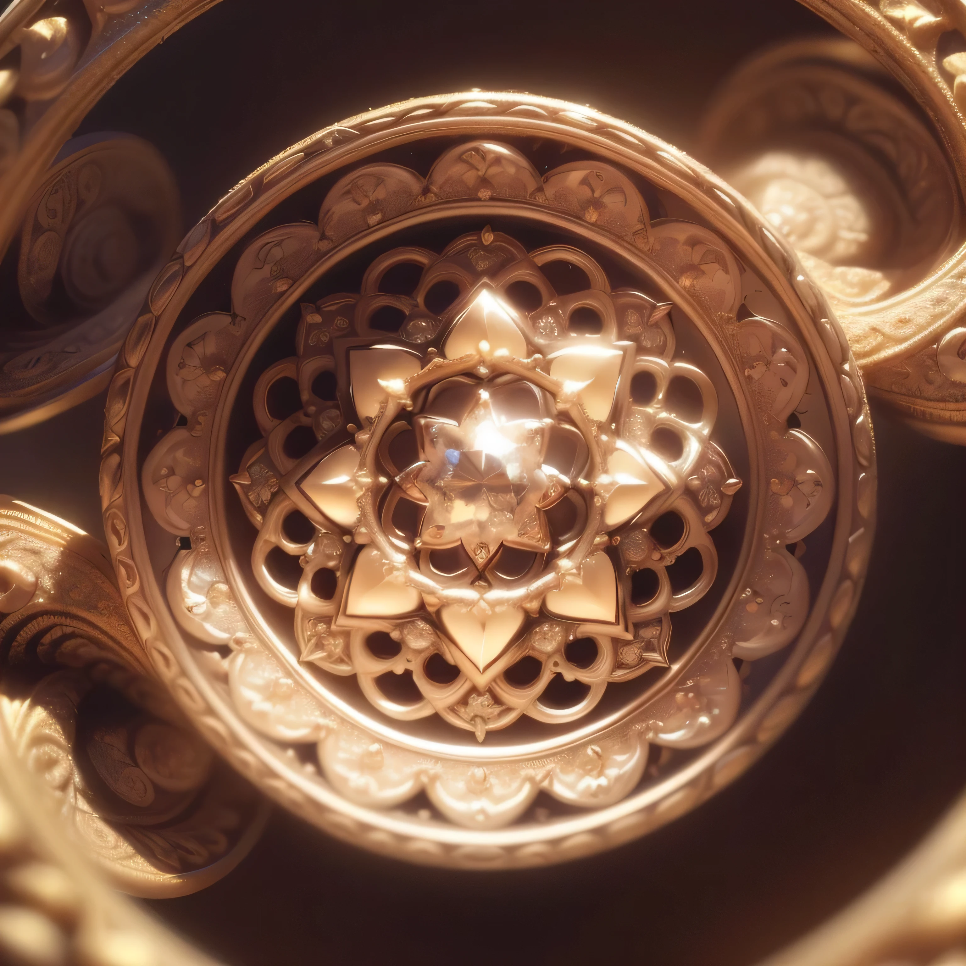 anneau fractal (best quality, 16k, macrophotographie, chef-d'artwork: 1.2, ultra-detailed, realistic, Fermer photography, macroscopique photography, photo-realistic: 1.37) ,(image miroir) Fermer (macroscopique), Symmetrical composition, Symmetrical.