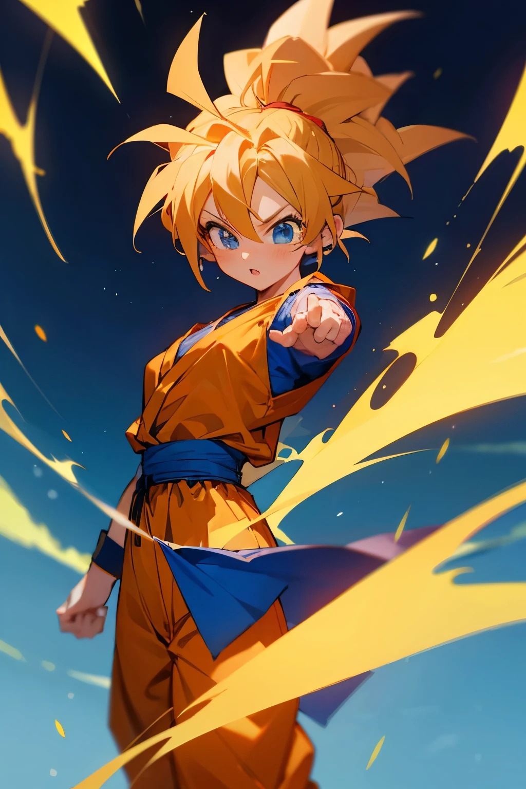 Cute girl, dressed as Goku from the Dragon Ball anime