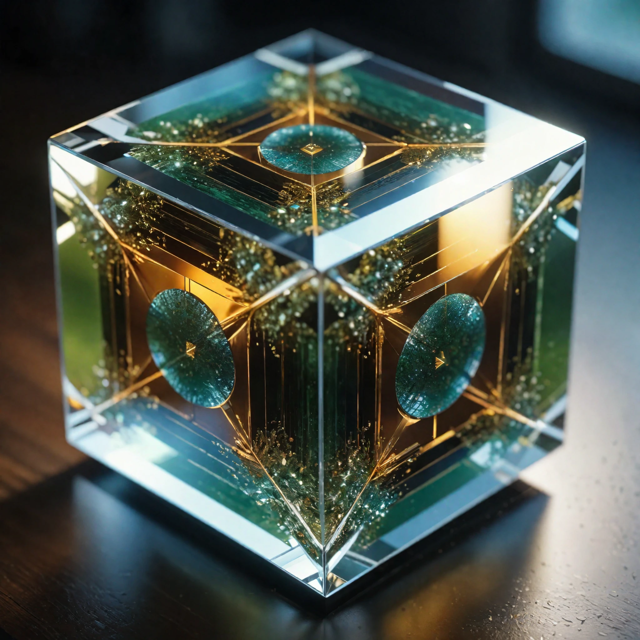 ((Masterpiece in maximum 16K resolution):1.6),((soft_color_photograpy:)1.5), ((Ultra-Detailed):1.4),((Movie-like still images and dynamic angles):1.3),| (Macro shot cinematic photo of symmettric cube in front of clear mirror), (perfect symmetry), (macro lens), (perfect reflection), (shimmer), (visual experience) ,(Realism), (Realistic),award-winning graphics, dark shot, film grain, extremely detailed, Digital Art, rtx, Unreal Engine, scene concept anti glare effect, All captured with sharp focus.