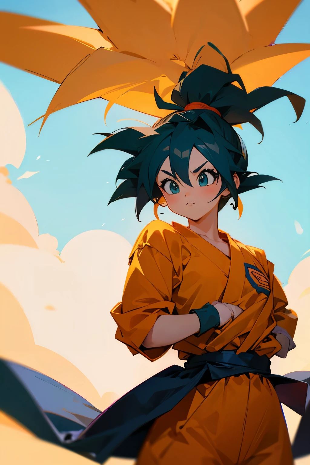 Cute girl, dressed as Goku from the Dragon Ball anime