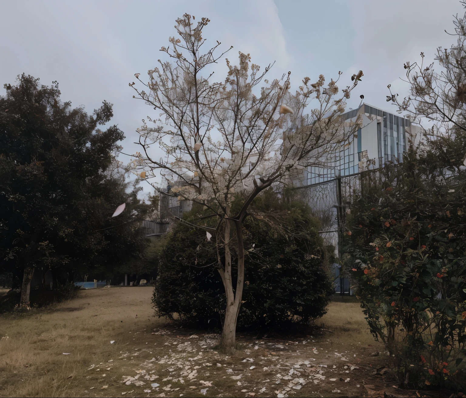 desolate，petals falling