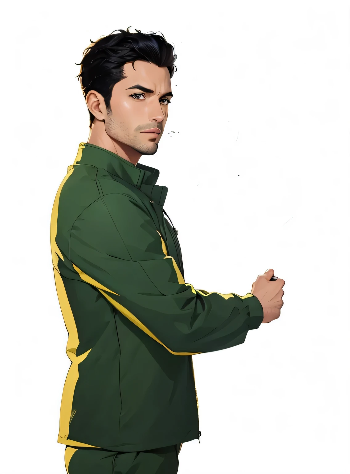 arafed man in a green and yellow jacket and pants, handsome anime pose, character full body portrait, full body character portrait, official character illustration, official character art, inspired by Adam Dario Keel, human male character art, anime handsome man, anime portrait of a handsome man, commission for high res, official art, official illustration, full-body character portrait