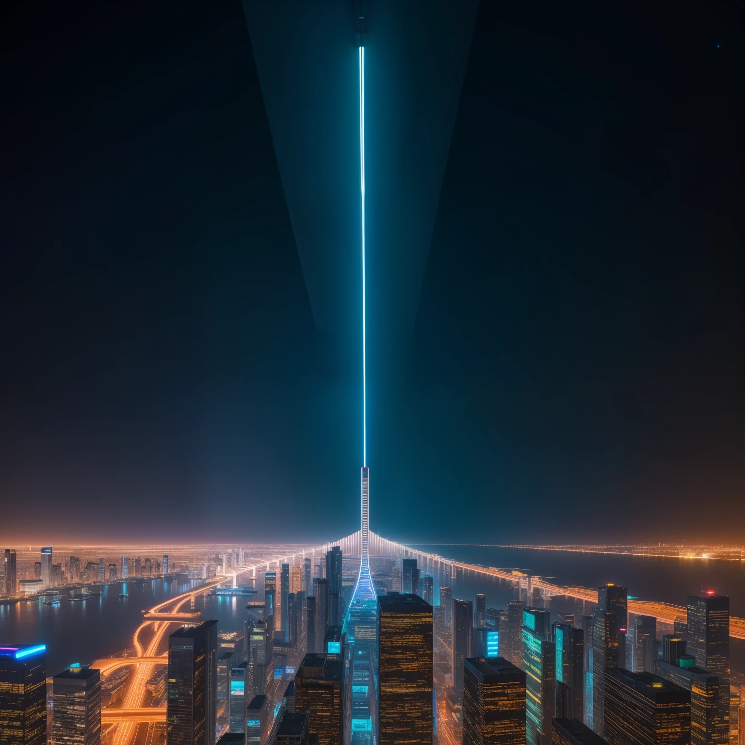 Picture prompt: A 200,000,000-feet-long building under the cover of night, illuminated by mesmerizing neon lights, bearing the name Rakin Industry.
Detailed description: Amidst the vast expanse of the moonlit landscape, a colossal edifice stretches out, measuring an awe-inspiring 200,000,000 feet in length. This architectural marvel, known as the Rakin Industry, showcases an extraordinary blend of modern engineering and innovative design. Nighttime transforms the building into a breathtaking spectacle as neon lights dance across its colossal surface