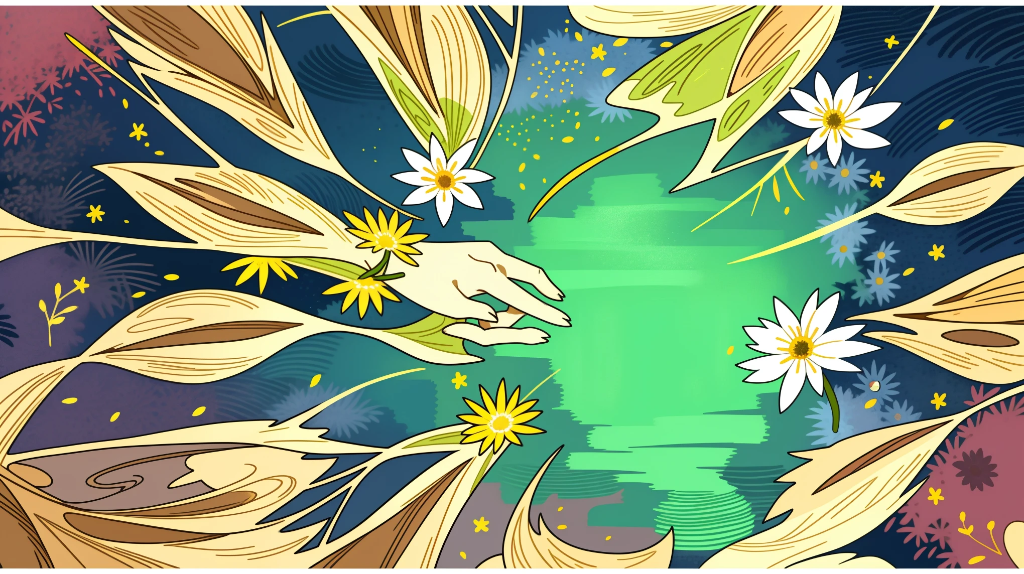 monochrome, watercolor, highres, top quality, best quality, paid reward available, High-quality illustrations, unparalleled masterpiece, perfect artwork, absurdres, 1girl, kemono, furry, detailed body fur, animal face, animal hand, Archaic Smile, holding a cluster of gold flower in both hands, which are positioned at chest level, She is wearing a simple ring on the ring finger of her left hand, unfocused spread of gold flower, fan-created work shared on platforms Pixiv or Twitter, Watercolor elements that seem to shift through time,