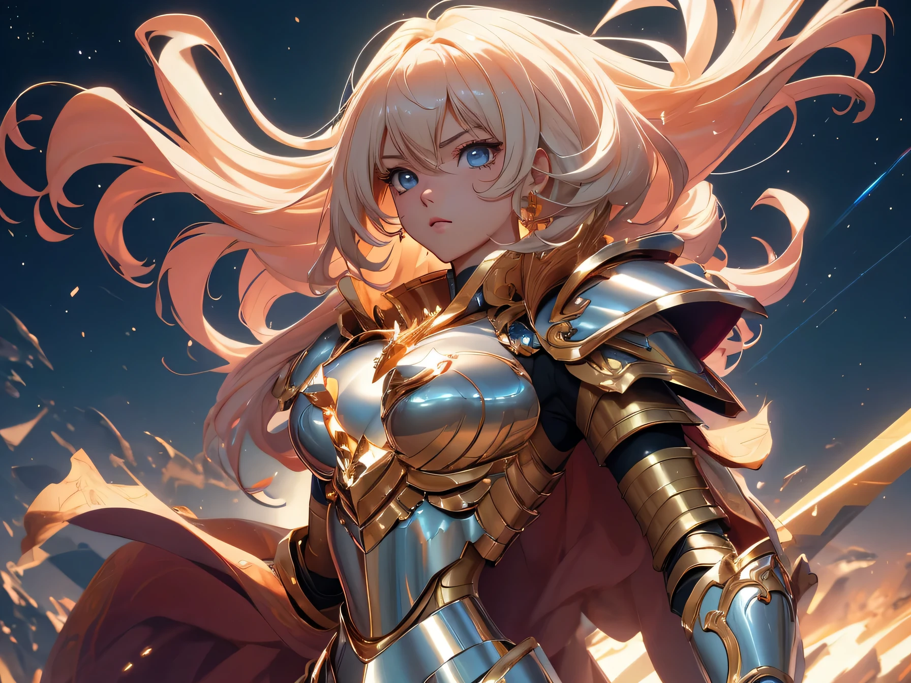 hxarmour,1girl,(dark orange armour:1.5),mountain,(Crossed arms:1.2),<lora:HXarmour_009:0.7>,