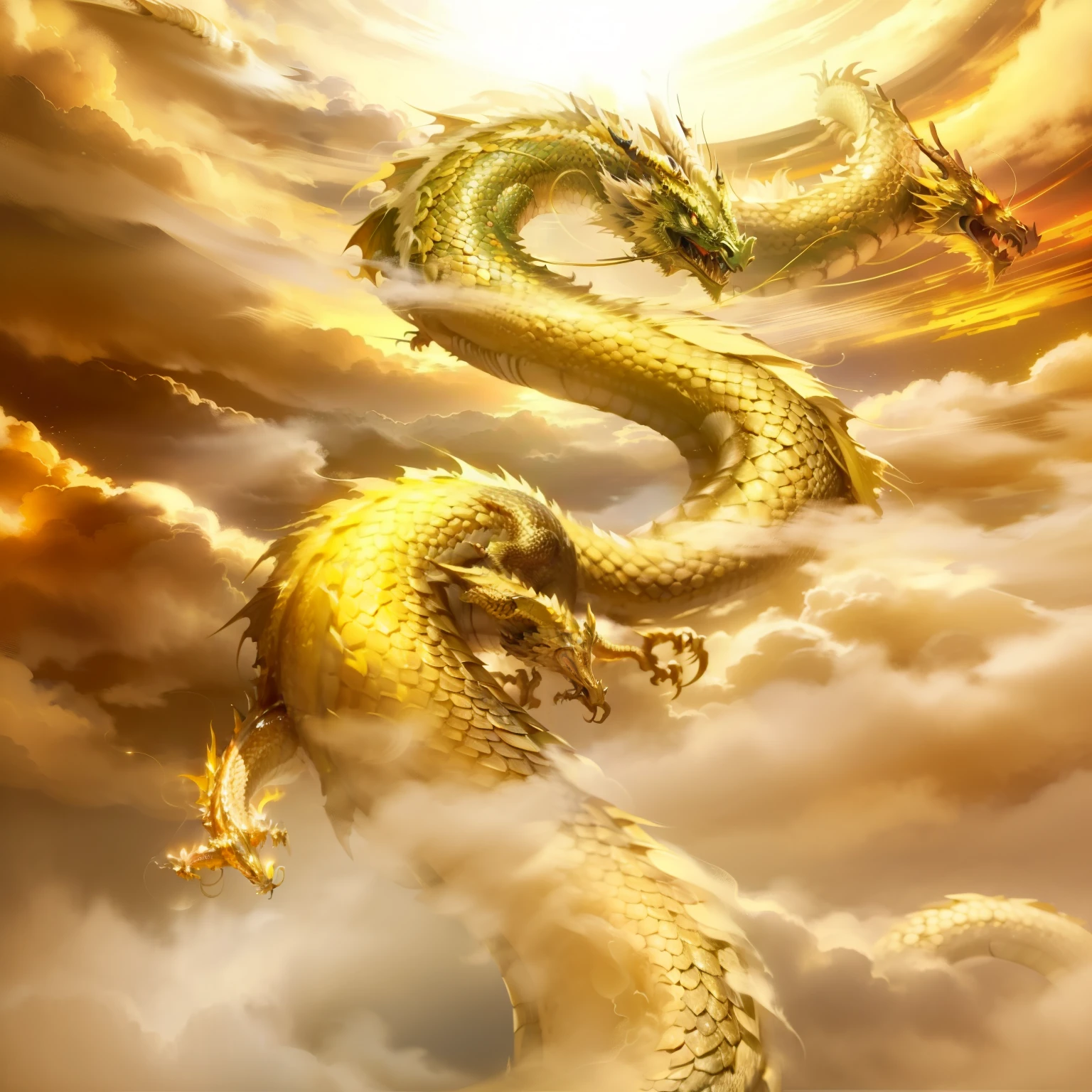 a close up of a dragon flying through the sky with clouds, golden dragon, god of dragons, great mystical winged snake, a dragon made of clouds, dragon, dragon in the sky, King Ghidorah, smooth chinese dragon, Shenlong, snake, dragon snake with wings, dragon centered, dragon art, Jormungand, cloud in the shape of a dragon