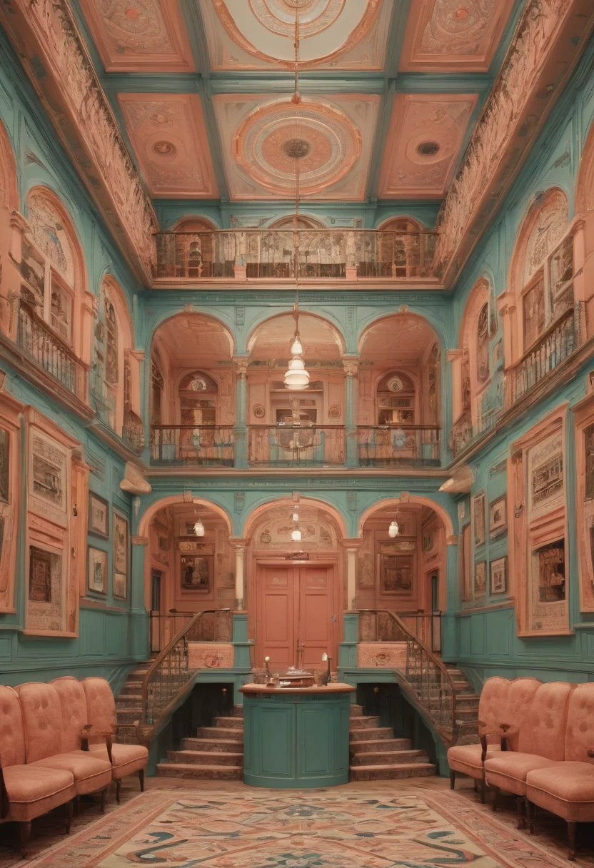 Symmetry, symmetrical, by Wes Anderson, best quality, masterpiece, high details, Ultra intricate detailed