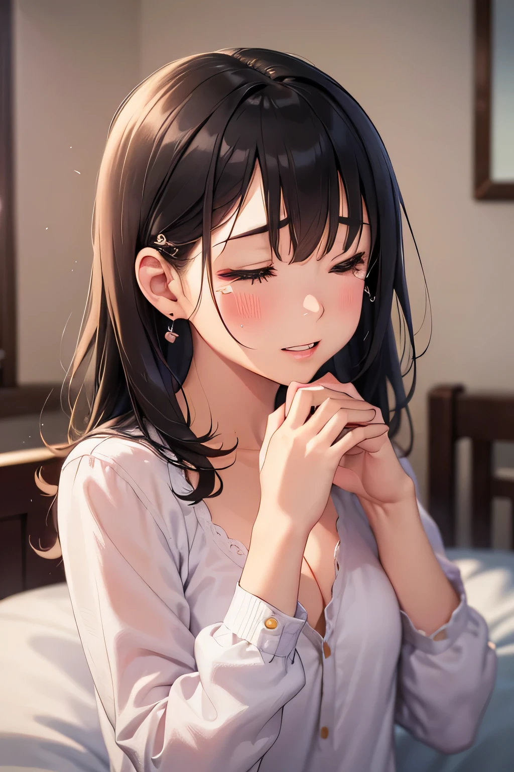 maisakurajima, Mai Sakurajima, long hair, bangs, sleeping with both eyes closed,windows,romantic starry sky,A meteor crosses,pink nightgown,white string underwear,barefoot,Sleeping lying on your back in bed,night,sleep with your head on the pillow,dark room,night, moonlight,
break indoors, Bedroom,
break (masterpiece:1.2), highest quality, High resolution, unity 8k wallpaper, (figure:0.8), highly detailed face, perfect lighting, Very detailed CG, (perfect hands, perfect anatomy),