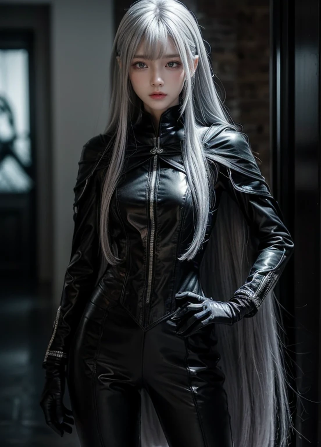{{Grell}},shiny hair,4 fingers,sharp gaze,{{{{{White eyes}}}}},{{{{{White eyes}}}}},{long hair},{{straight hair}},black gloves,black clothes,black military suit,{military},{{{{{dull bangs}}}}},Hard hair,(slanted eyes},{{whole body},{{{1 girl}}}, {{{{silver hair}}}},{{{Tsurime}}},36 years old,white people,silver eyes,thin,{{{masterpiece}}}, {{{highest quality}}}, {{Super detailed}}, {shape}, {{very delicate and beautiful}},very detailed,Detailed completeness,detailed hyper,military服,{{bangs}},{{Fishing eyes}},black cloak,waist length hair