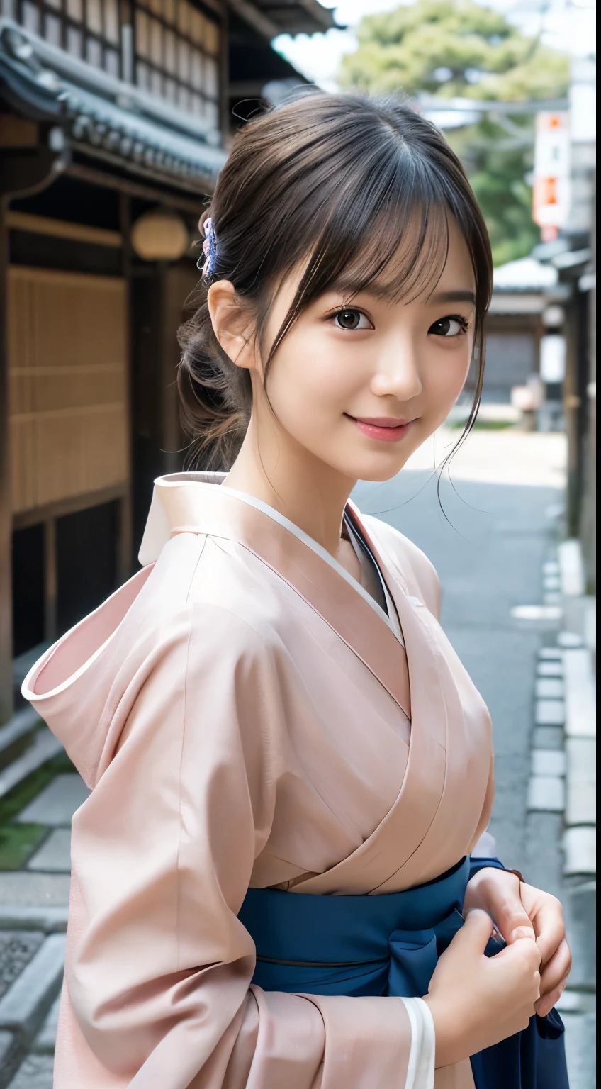 professional lighting,(Photoreal:1.4), (Top image quality:1.0), (超A high resolution:1.0), 8k, Raw photography、(最高quality Detail:1.2)、realistic、8k UHD、High resolution、(1 girl:1.2)、超be familiar withな、High quality textures、intricate details、be familiar with、Very be familiar with CG、High quality shadows、be familiar with 美しく繊細な顔、Beautiful details and delicate eyes、(symmetrical eyes:1.2),written boundary depth、ray tracing,1 girl, japanese girl, (natural smile:1.4),cute, thin, Portrait of a beautiful Japanese woman wearing a kimono, Standing elegantly on a street corner in Kyoto. Kimono with bright traditional patterns, Hair decorated with elegant and delicate hairpins, and a gentle expression. (Against the backdrop of the old streets of Kyoto:1.4)、soft light on a spring afternoon、adds tranquility to the scene. Rendered in a realistic style with great attention to detail, High resolutionの画像.sky porn, magic hour, (realistic:1.3), finely, quality, (table top:1.2), (realistic:1.2), (最高quality), (複雑なbe familiar with), dramatic, ray tracing, photograph, +roller,