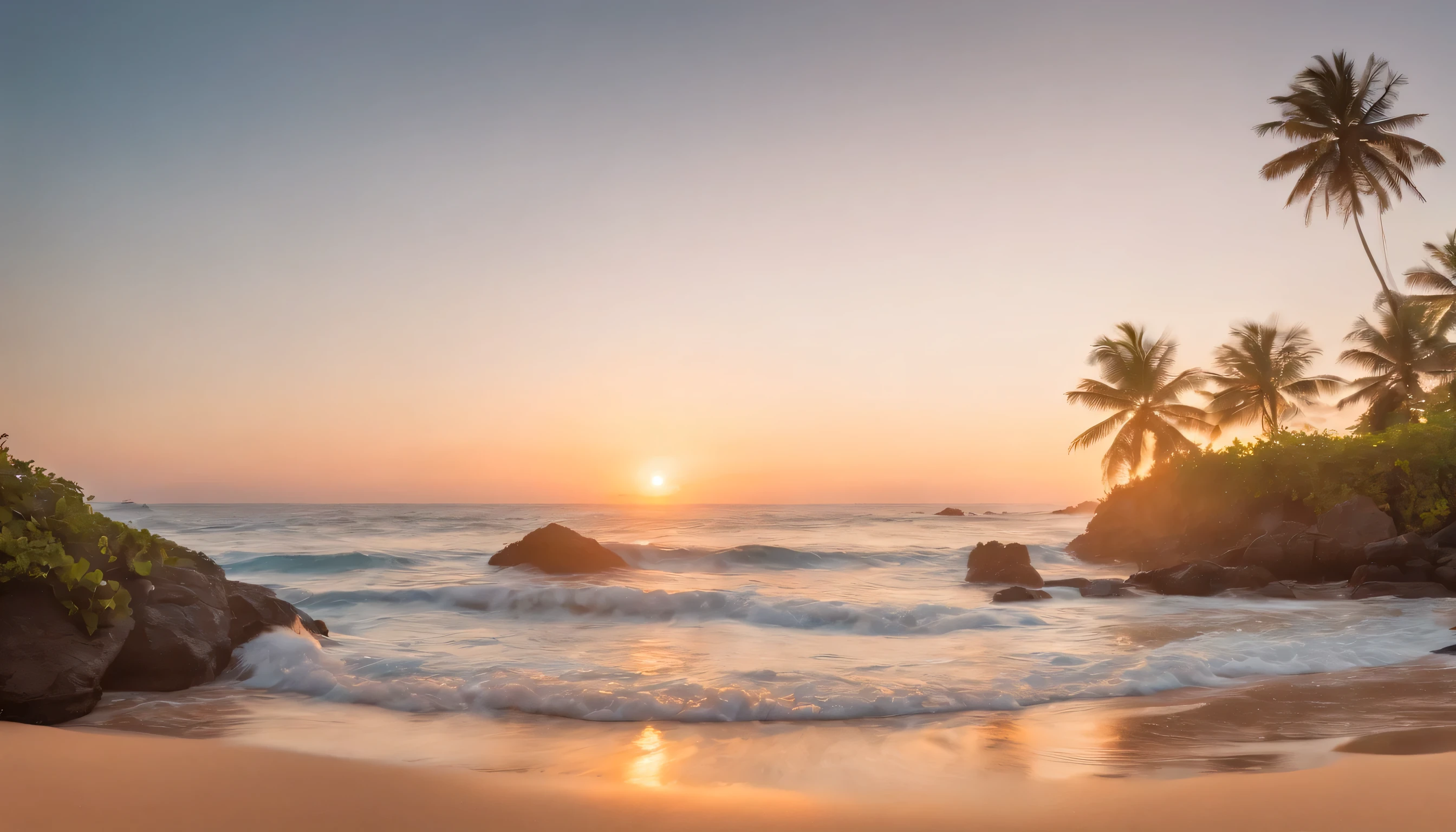 (Highly detailed CG Unity 8k wallpaper、masterpiece、highest quality、Super detailed)、(best lighting、best shadow、very delicate and beautiful)、highest quality、8k、Detailed facial depiction、masterpiece、highest quality、clear image quality、
Orange sunset from the beach in Fiji。
