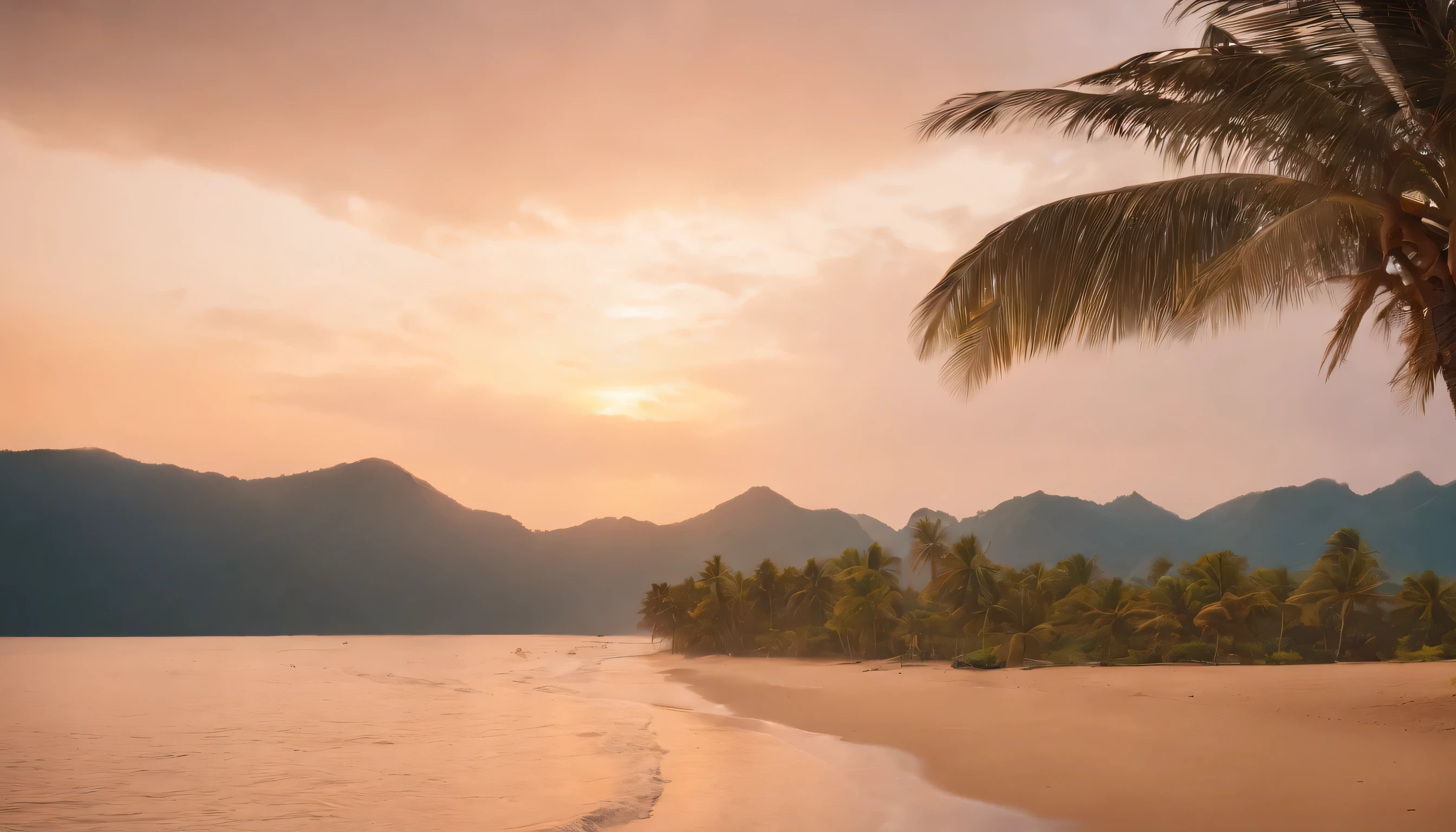 (Highly detailed CG Unity 8k wallpaper、masterpiece、highest quality、Super detailed)、(best lighting、best shadow、very delicate and beautiful)、highest quality、8k、Detailed facial depiction、masterpiece、highest quality、clear image quality、
Orange sunset from the beach in Fiji。