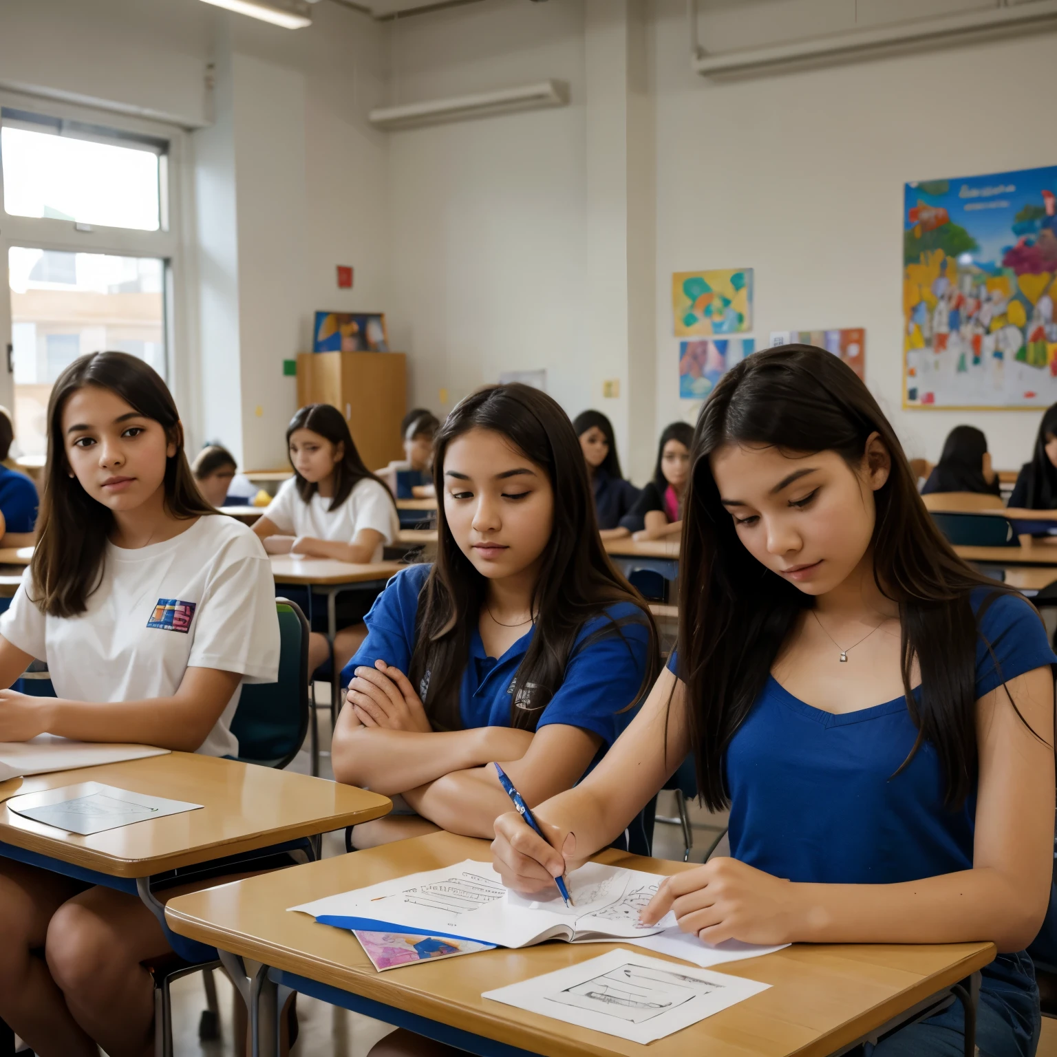 Students in an art contest in school