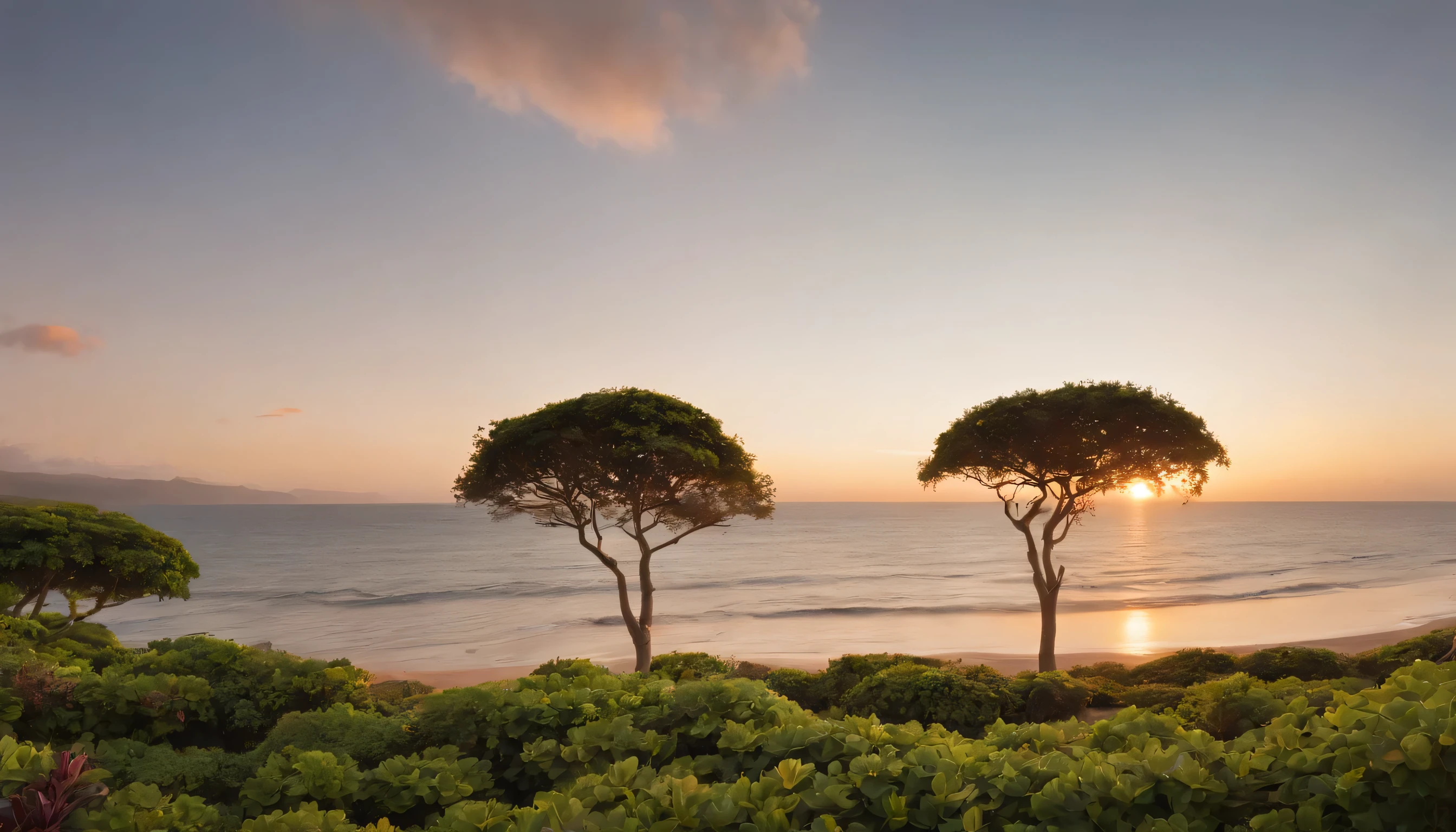 (Highly detailed CG Unity 8k wallpaper、masterpiece、highest quality、Super detailed)、(best lighting、best shadow、very delicate and beautiful)、highest quality、8k、Detailed facial depiction、masterpiece、highest quality、clear image quality、
View of the sunset over the ocean from Maui, Hawaii。