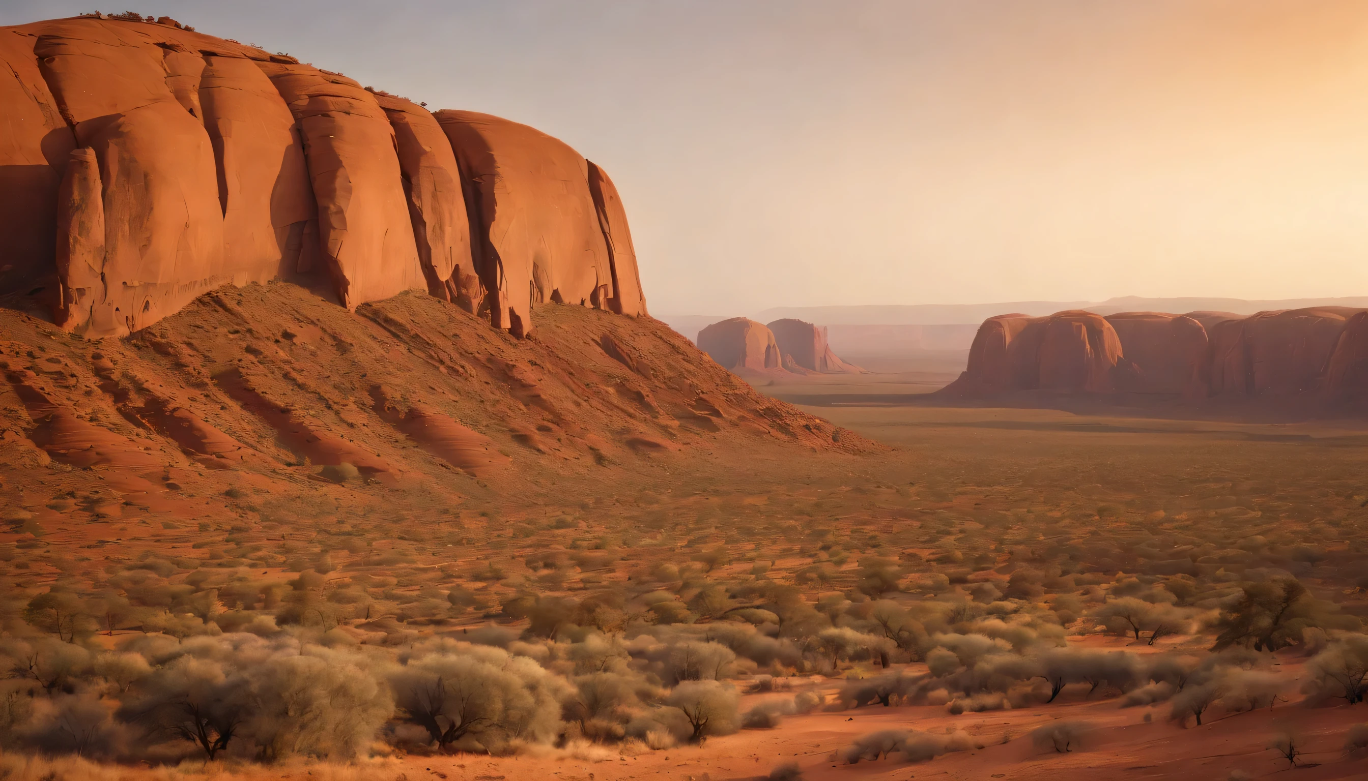 (Highly detailed CG Unity 8k wallpaper、masterpiece、highest quality、Super detailed)、(best lighting、best shadow、very delicate and beautiful)、highest quality、8k、Detailed facial depiction、masterpiece、highest quality、clear image quality、
Uluru in Australia(Ayers Rock)Landscape dyed by the setting sun。