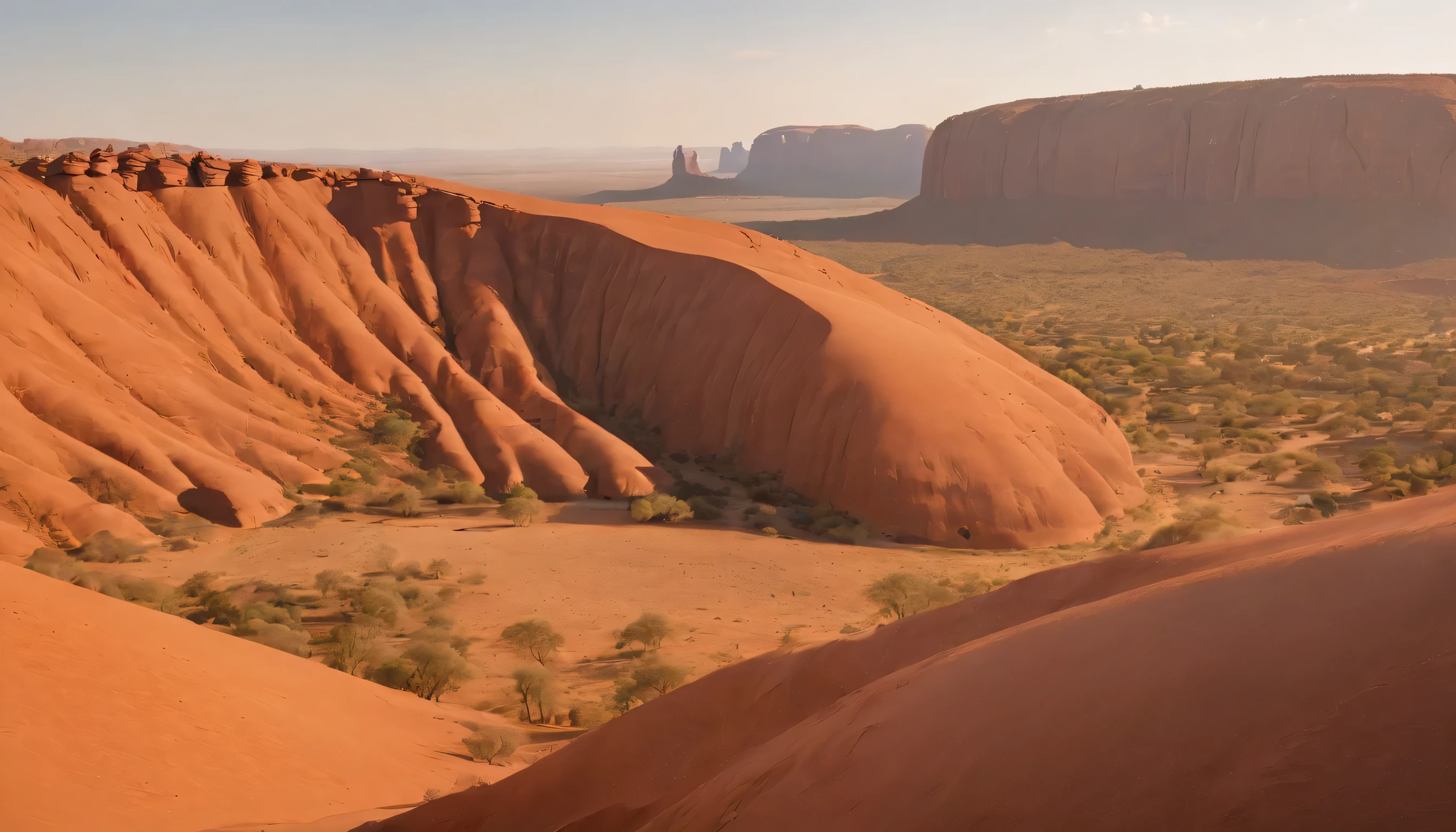 (Highly detailed CG Unity 8k wallpaper、masterpiece、highest quality、Super detailed)、(best lighting、best shadow、very delicate and beautiful)、highest quality、8k、Detailed facial depiction、masterpiece、highest quality、clear image quality、
Uluru in Australia（Ayers Rock）Landscape dyed by the setting sun。