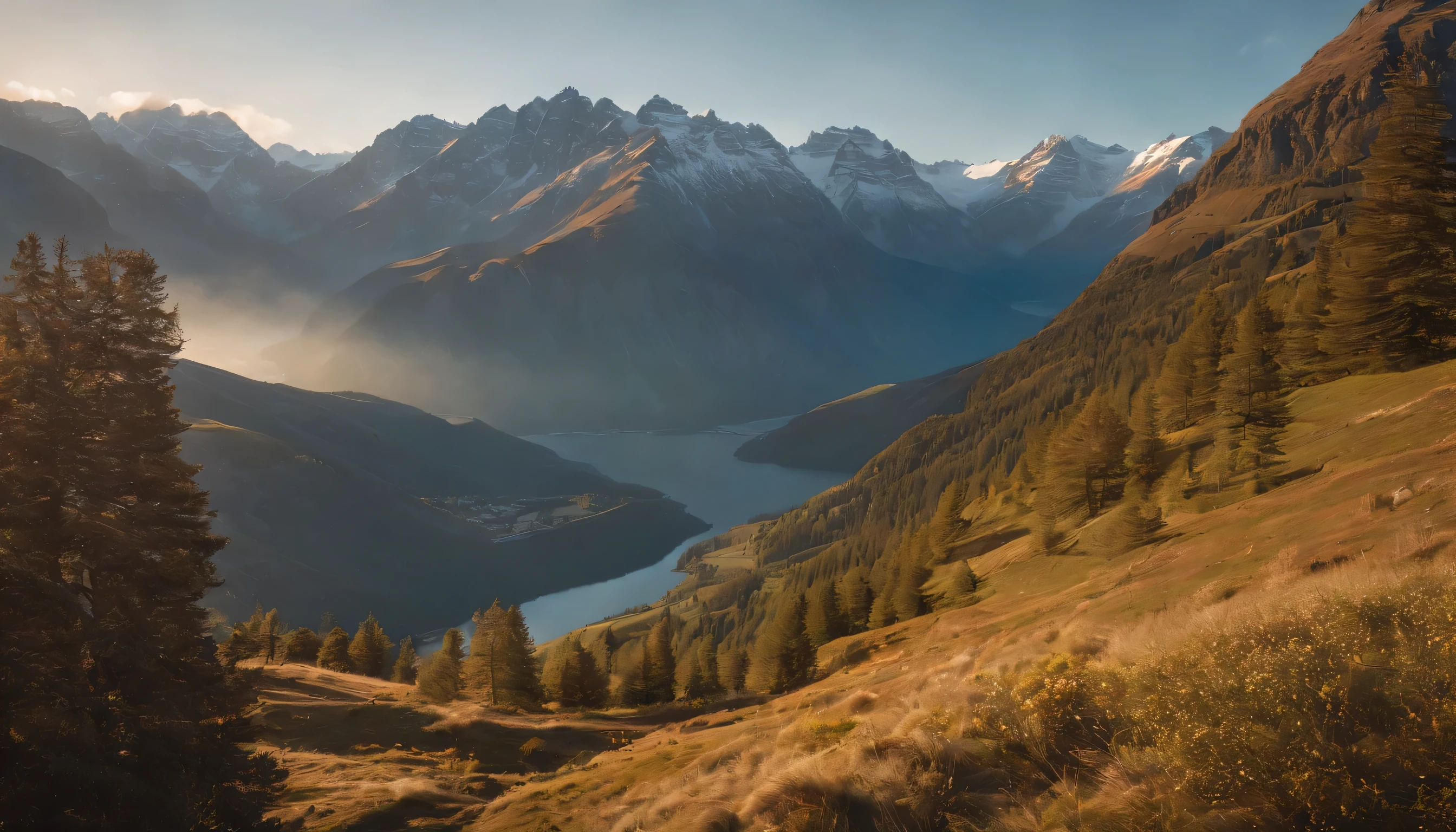(Highly detailed CG Unity 8k wallpaper、masterpiece、highest quality、Super detailed)、(best lighting、best shadow、very delicate and beautiful)、highest quality、8k、Detailed facial depiction、masterpiece、highest quality、clear image quality、
mountains in queenstown new zealand々Landscape dyed by the setting sun。