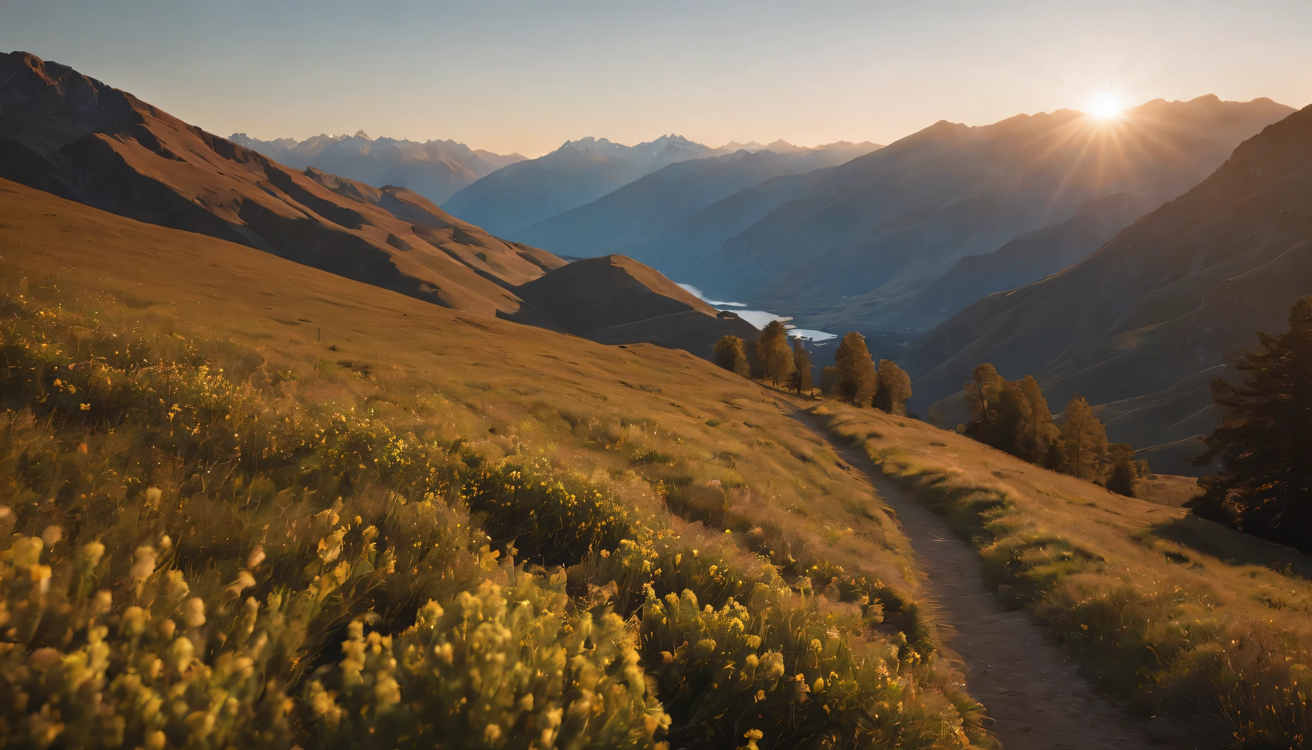 (Highly detailed CG Unity 8k wallpaper、masterpiece、highest quality、Super detailed)、(best lighting、best shadow、very delicate and beautiful)、highest quality、8k、Detailed facial depiction、masterpiece、highest quality、clear image quality、
mountains in queenstown new zealand々Landscape dyed by the setting sun。