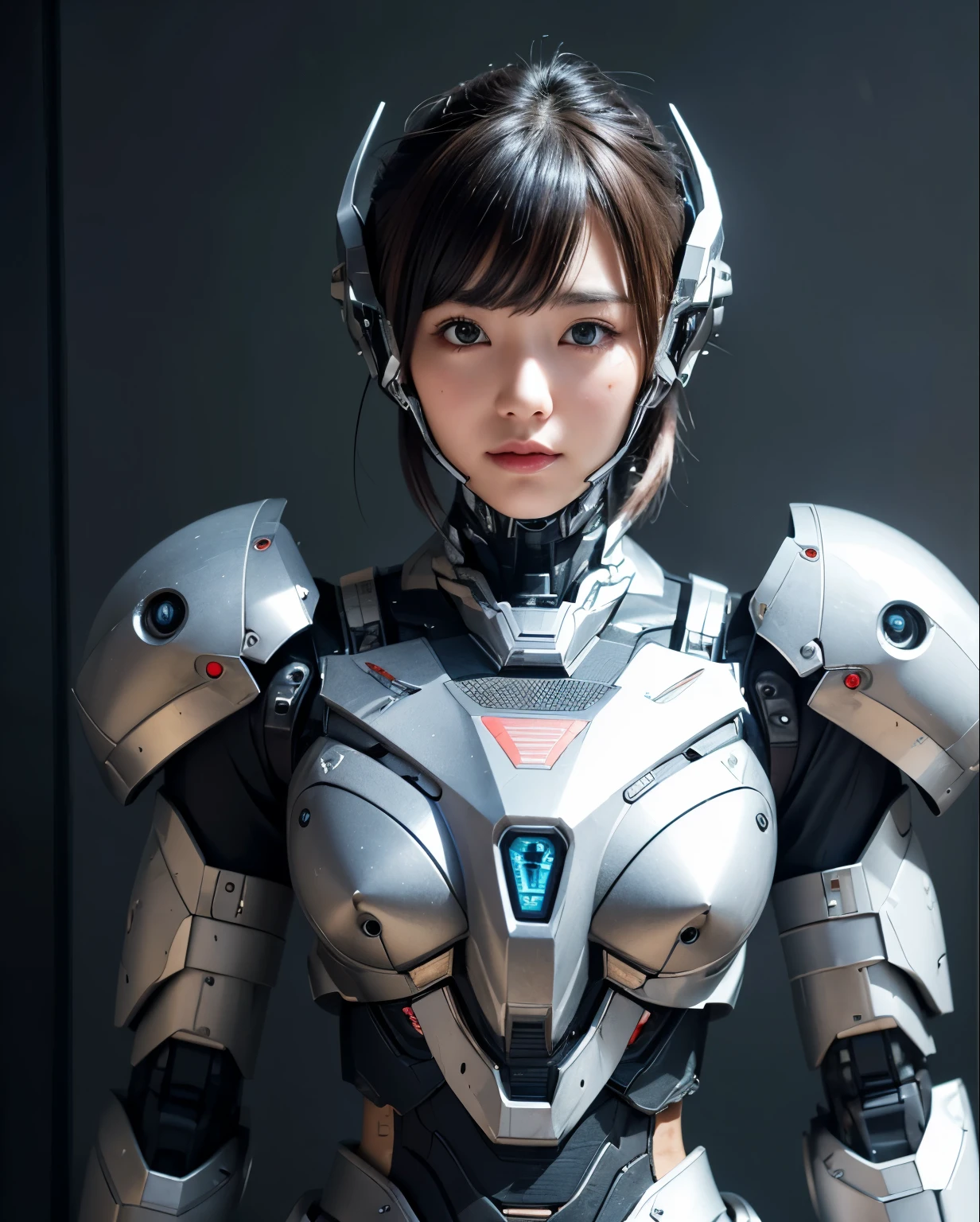 Super detailed, advanced details, high quality, 最high quality, High resolution, 1080p, hard disk, beautiful,(war machine),beautifulサイボーグ女性,Mecha cyborg girl,battle mode,Mecha body girl,She is wearing a futuristic war machine weapon mecha,front