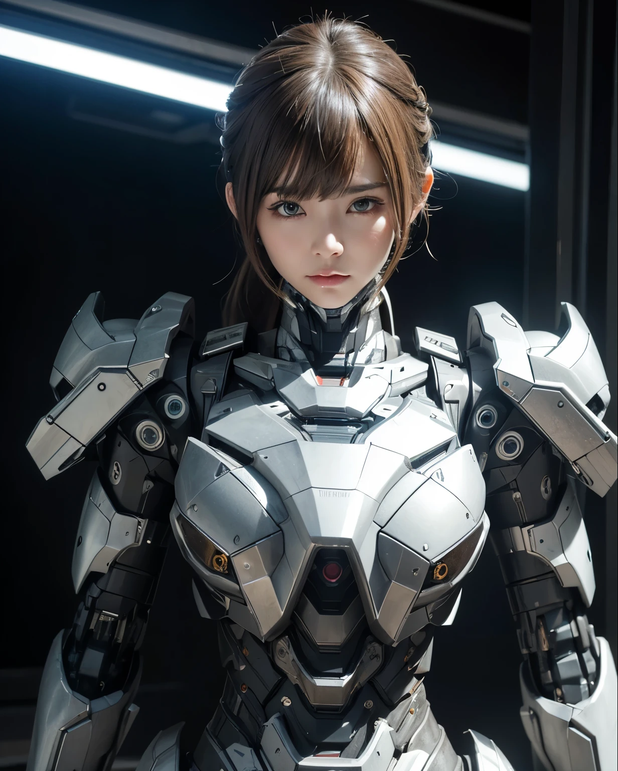 Super detailed, advanced details, high quality, 最high quality, High resolution, 1080p, hard disk, beautiful,(war machine),beautifulサイボーグ女性,Mecha cyborg girl,battle mode,Mecha body girl,She is wearing a futuristic war machine weapon mecha,front
