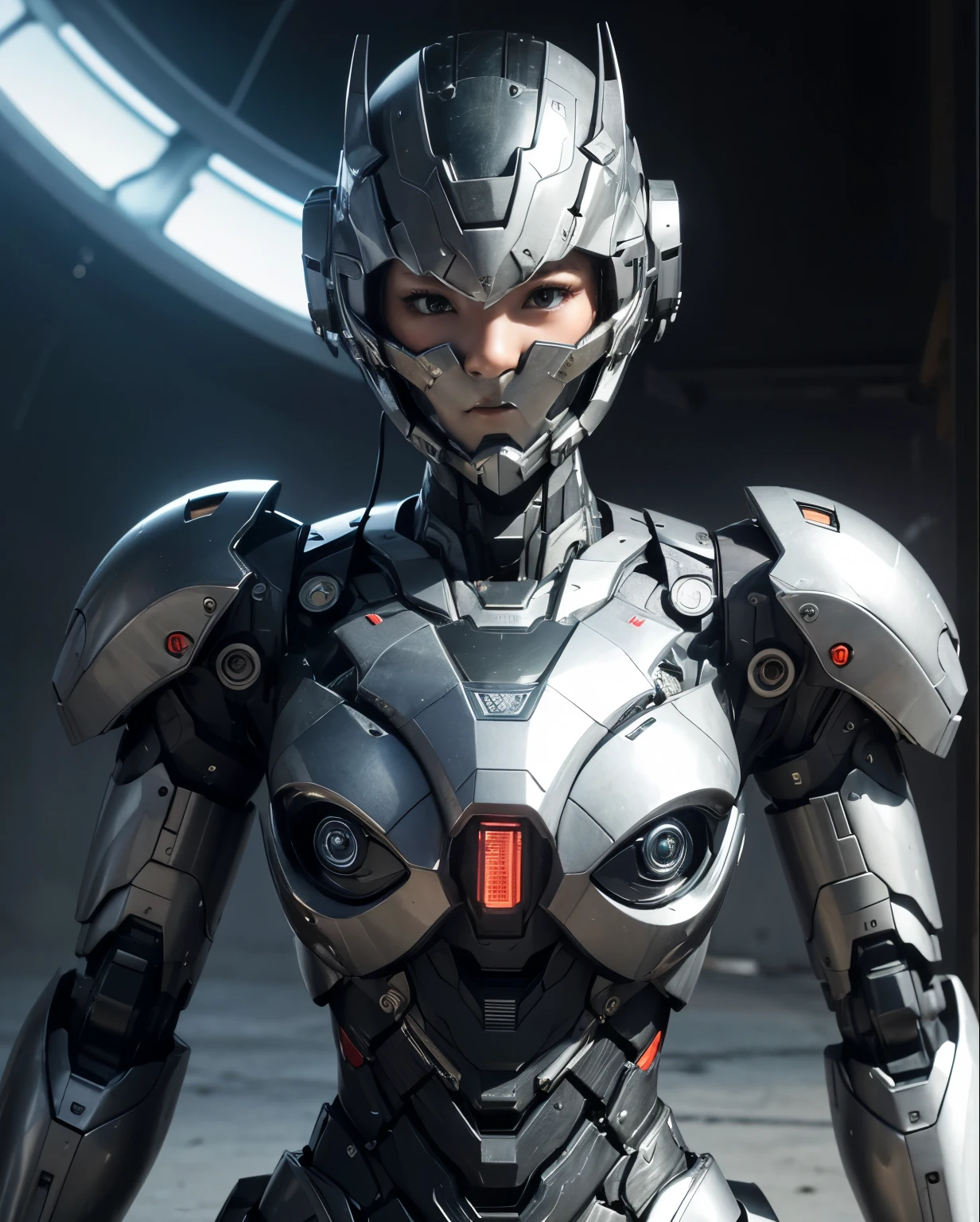 Super detailed, advanced details, high quality, 最high quality, High resolution, 1080p, hard disk, beautiful,(war machine),beautifulサイボーグ女性,Mecha cyborg girl,battle mode,Mecha body girl,She is wearing a futuristic war machine weapon mecha,front