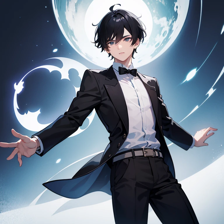 make a boys with black hair and the white hole in the hand
