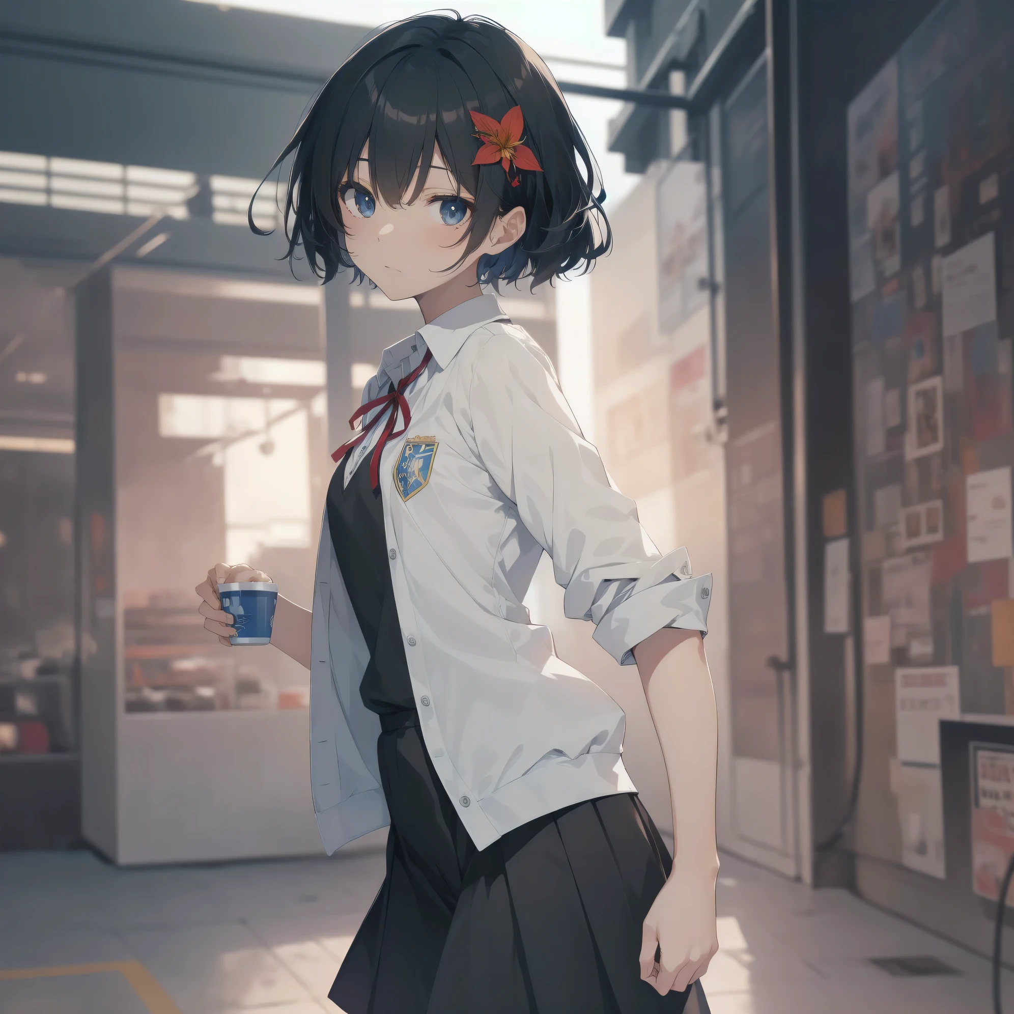 Super absurd quality by the god of art, super detailed, High resolution, anime moe art style, Best Anime 8K Kona-chan Wallpaper, pixiv contest winner, perfect anatomy, break, (眠そうにalone学校へ行く女の子を描いてください. )break,1 girl, (alone,little woman, cute face, 13 years old:1.3),All limbs, full finger,, The charm of an immature body, (very_short hair), shortcut, Bang, flat chest, small ass, between legs, small black eyes, detailed and beautiful eyes, Well-proportioned iris and pupils, expressive eyes, High resolutionの詳細な髪, neck ribbon, shirt, collared shirt, skirt, pleated skirt, school uniform, (detailed lighting), (detailed background), On the way to school. break,super dense skin, Best cinematic lighting powered by famous artist, 8k,Beauty Illustration,photoshop_(Moderate),Absurd Hi-Res,Hmm,rough skin,break,((artist:Fujiyama)), artist:Fujichoko,artist:Yamamoto_Soichiro,artist:hanekoto
