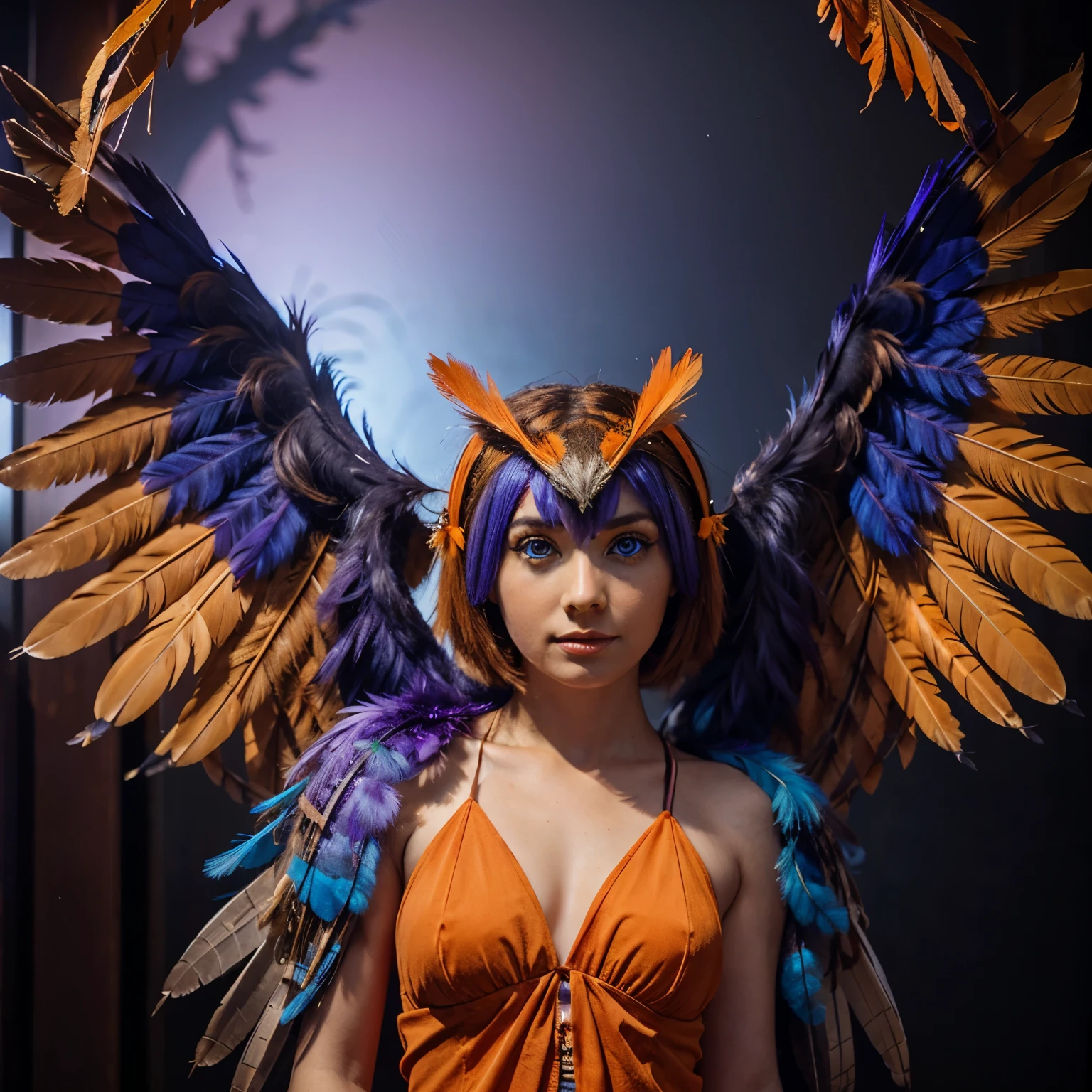phoenix ,coral ,serene,life form,elusive,tufted-tailed,fuzzy fur,(colorful crystal wings:1.2),crystal,majestic , plump woman, naked hairy cunt, tranzp, hdr, masterpiece, ray tracing, 35mm film, 8K, full body view
