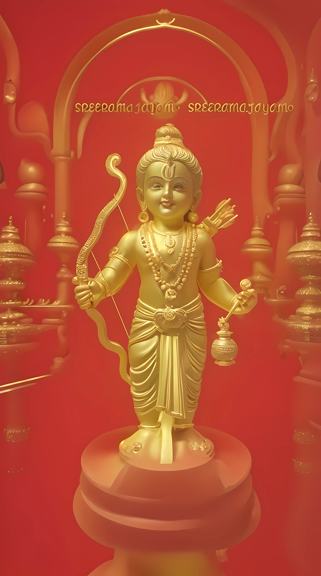 a statue of a hindu god with a bow and arrow, indian god, from ramayan, hindu god, hindu aesthetic, hindu gods, hinduism, vishnu, profile pic, cybertronic hindu temple, archan nair, hindu art, ancient blacksmith god, indian temple, patron saint of 🛸🌈👩🏾, 3d statue!!!, screensaver, lord shiva