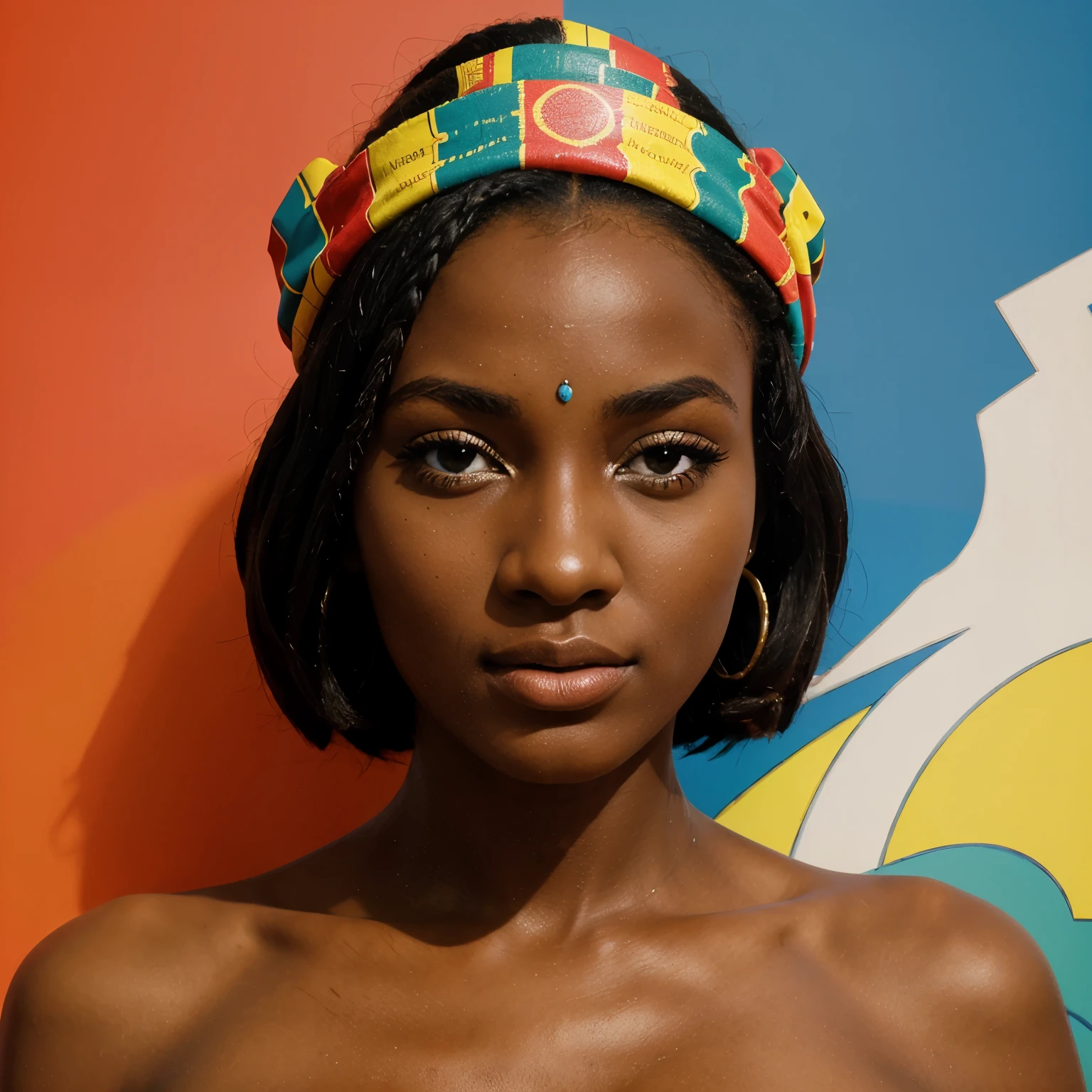 statue africaine d’un visage de standard de beauté transformé en pop art