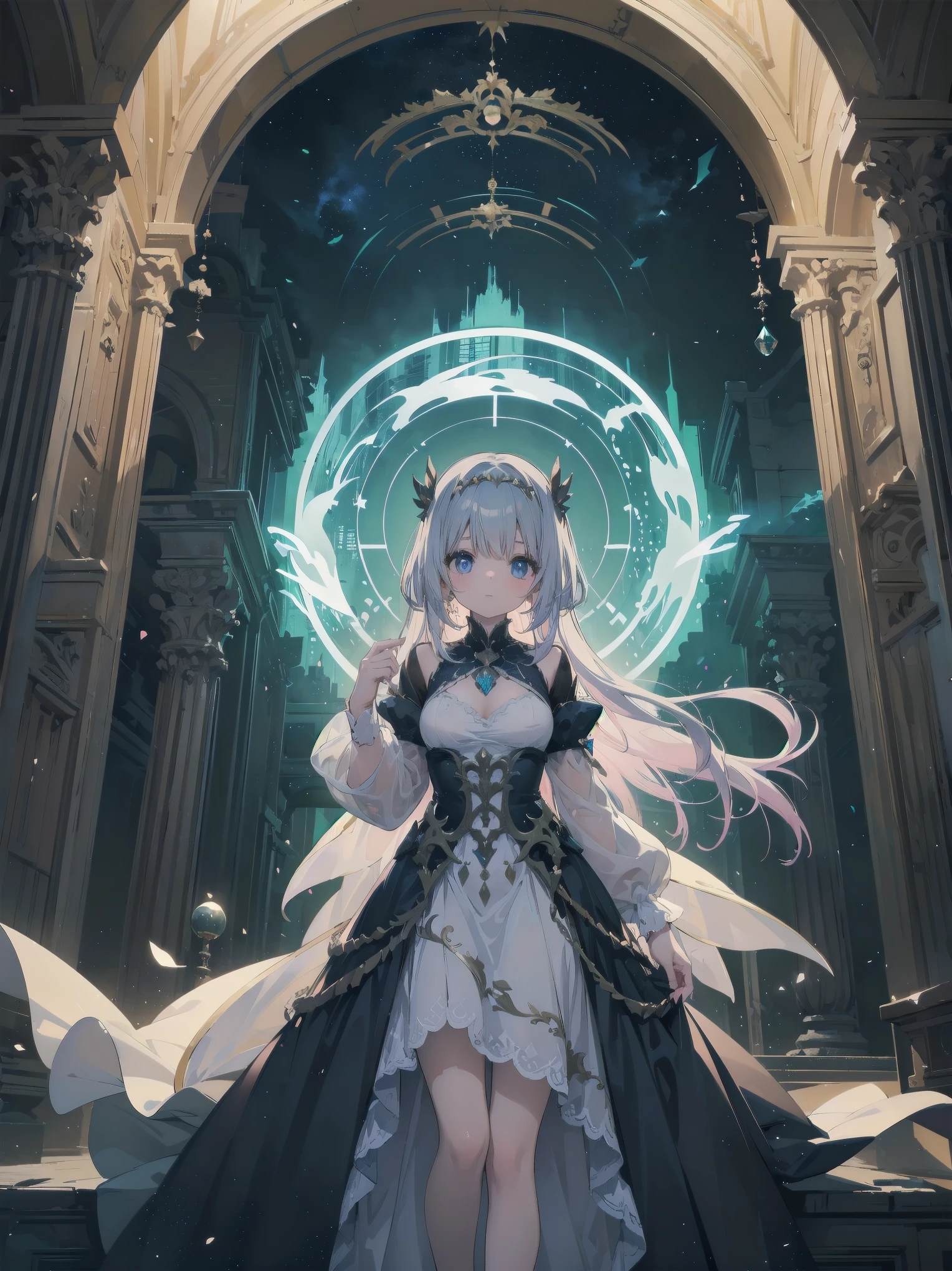 Artistic AI Art Galaxy、one girl、dynamic pose、"A Noblewoman's Whimsical Adventure"
Imagine a beautiful, elegant noblewoman, dressed in a stunning gown with intricate lace and beadwork, standing in front of a glowing, ethereal portal. She looks curious and adventurous, with a hint of mischief in her eyes. The portal seems to be leading her to a fantastical world, full of magical creatures, ancient ruins, and hidden wonders. The atmosphere is dreamy and surreal, with soft, pastel colors and delicate lighting.