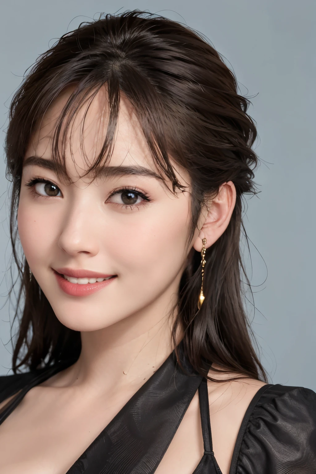 highest quality, whole body, masterpiece, dark eyebrows, ultra high resolution, realistic, very detailed, professional lighting smile, eagle nose, short hair、black hair、smiling showing teeth